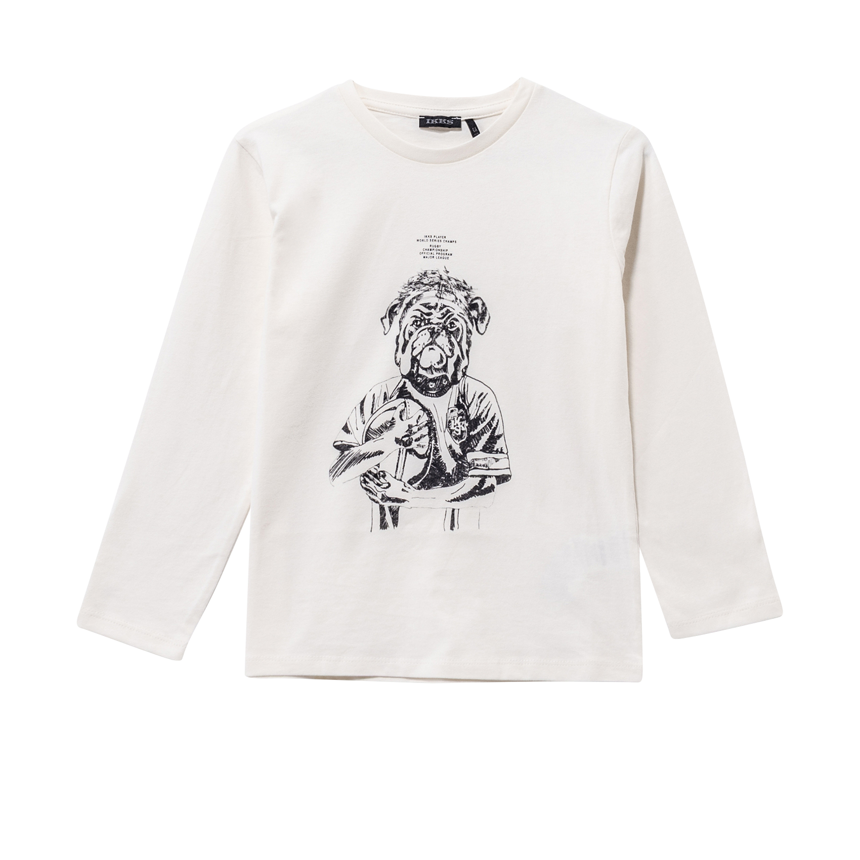 Round-neck straight-cut screen-printed cotton T-shirt IKKS JUNIOR White