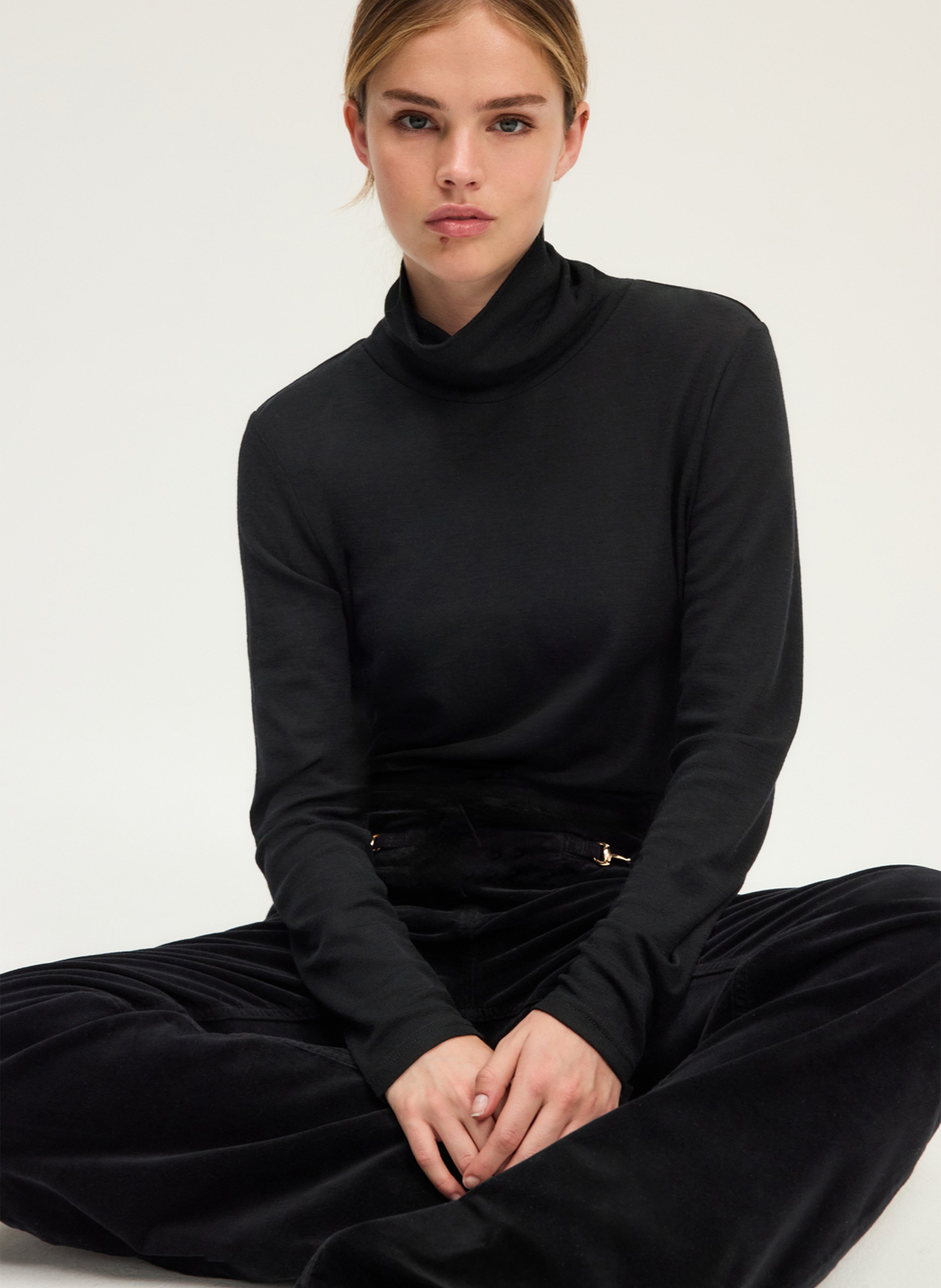 Col roulé droit en laine PABLO Noir