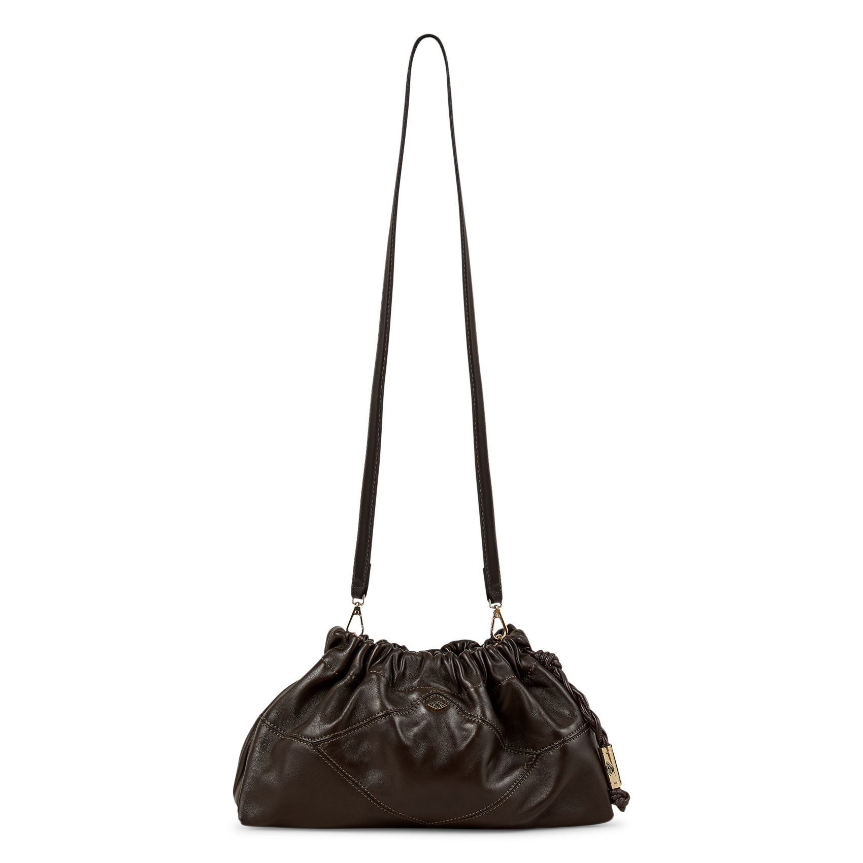 Sac à main froncé à chaîne en cuir BA&SH Marron