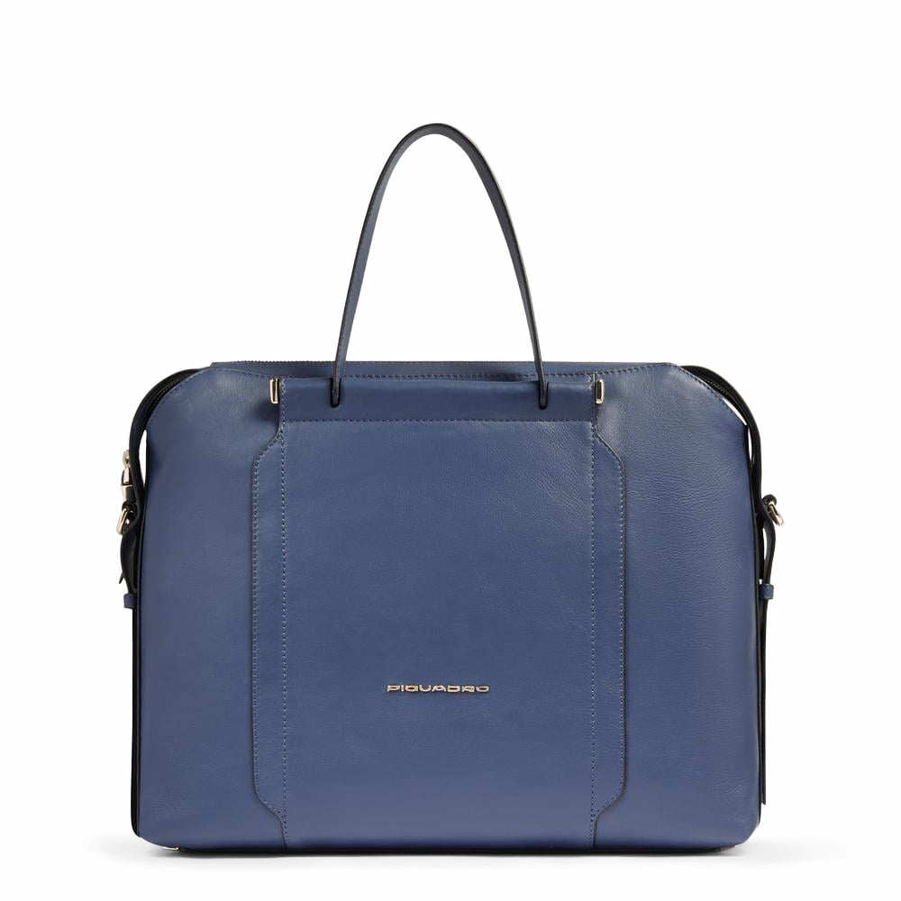 Bag for laptop and ipad® with shockproof and rfid protection PIQUADRO Blue