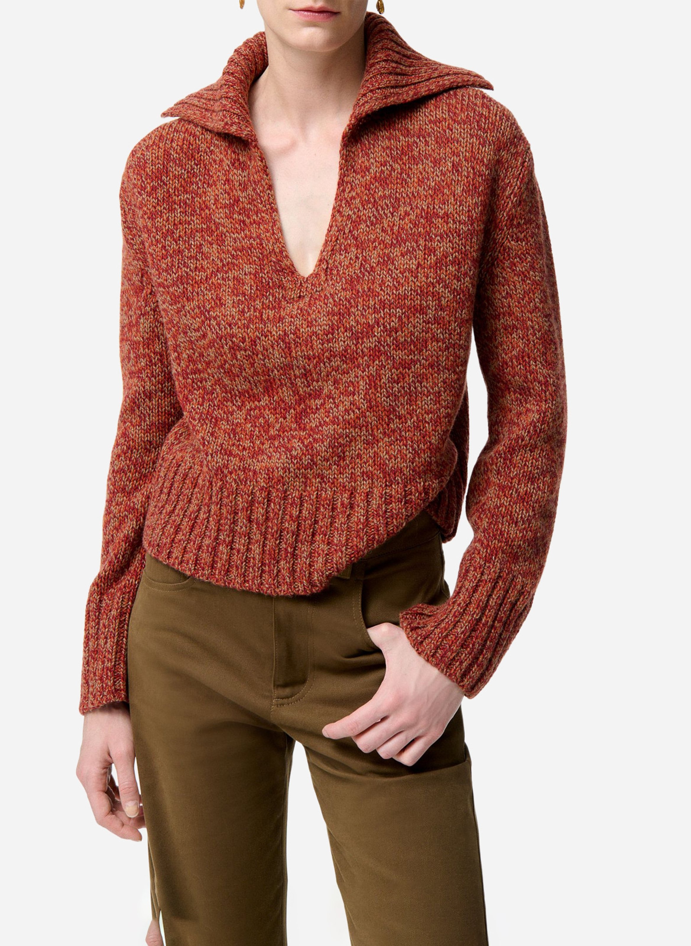 Flecked wool polo sweater VANESSA BRUNO Red