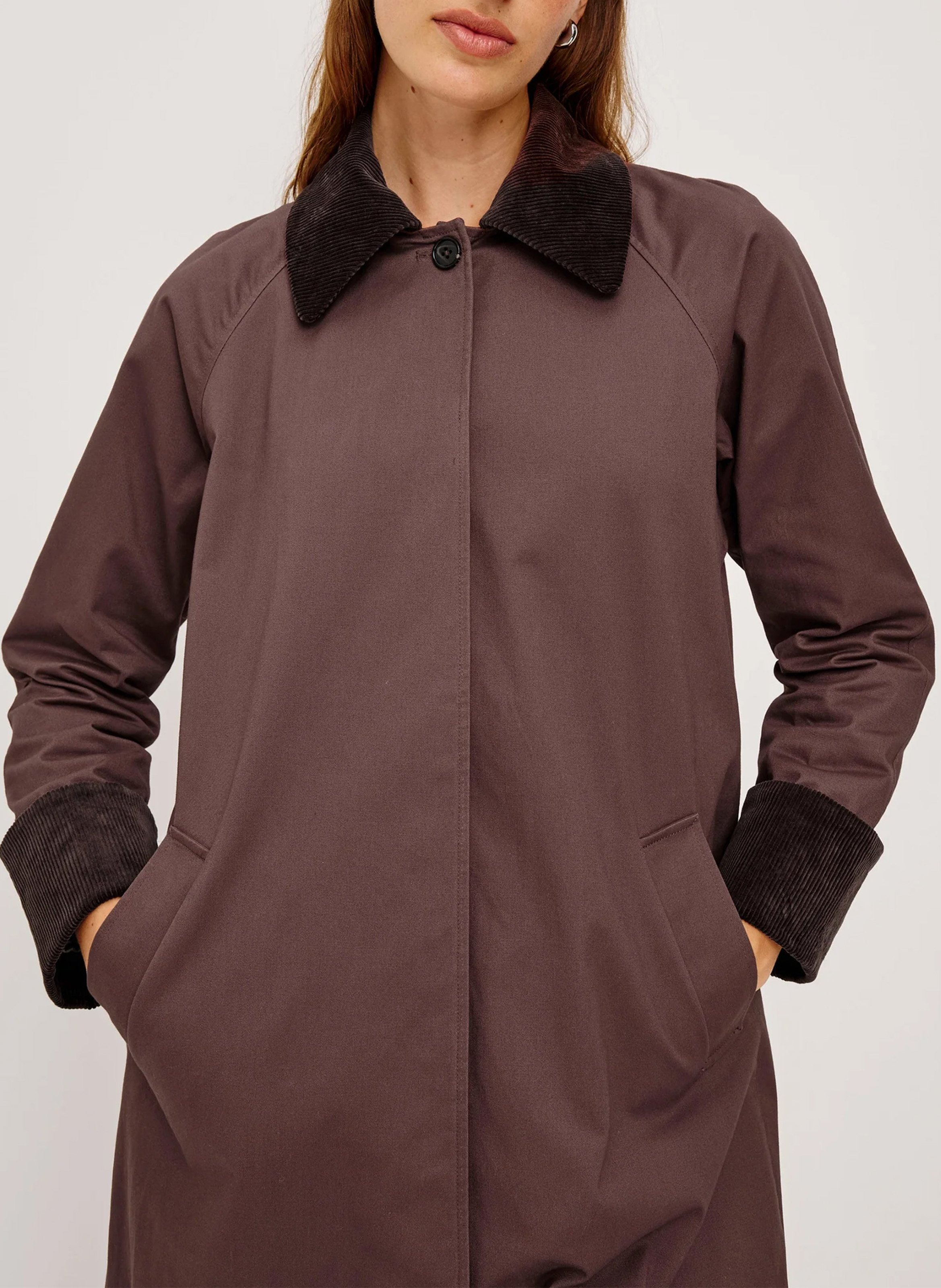 Manteau col classique en coton mélangé RAILS Marron
