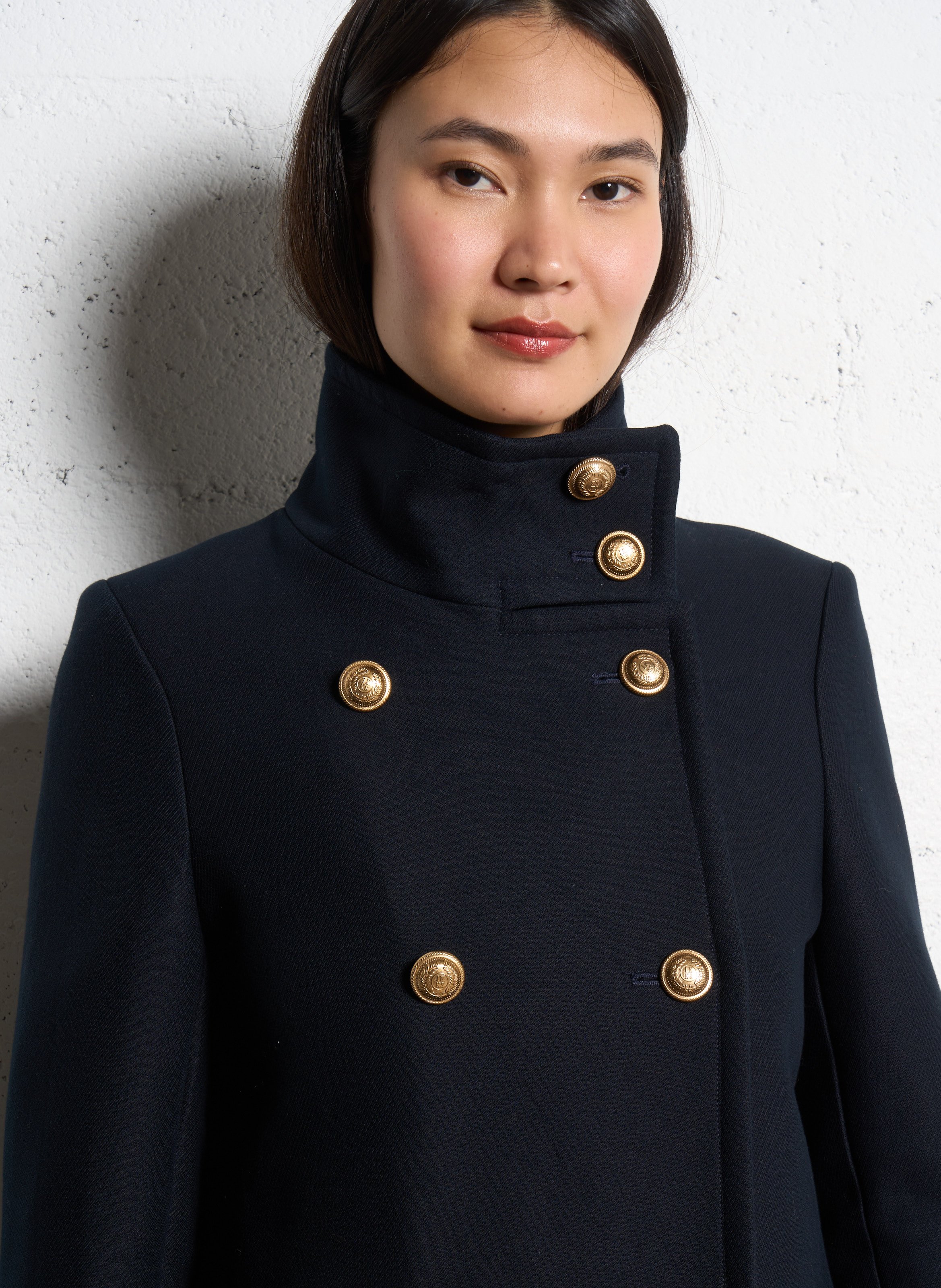 Langer Baumwollmantel mit Stehkragen IKKS Blau