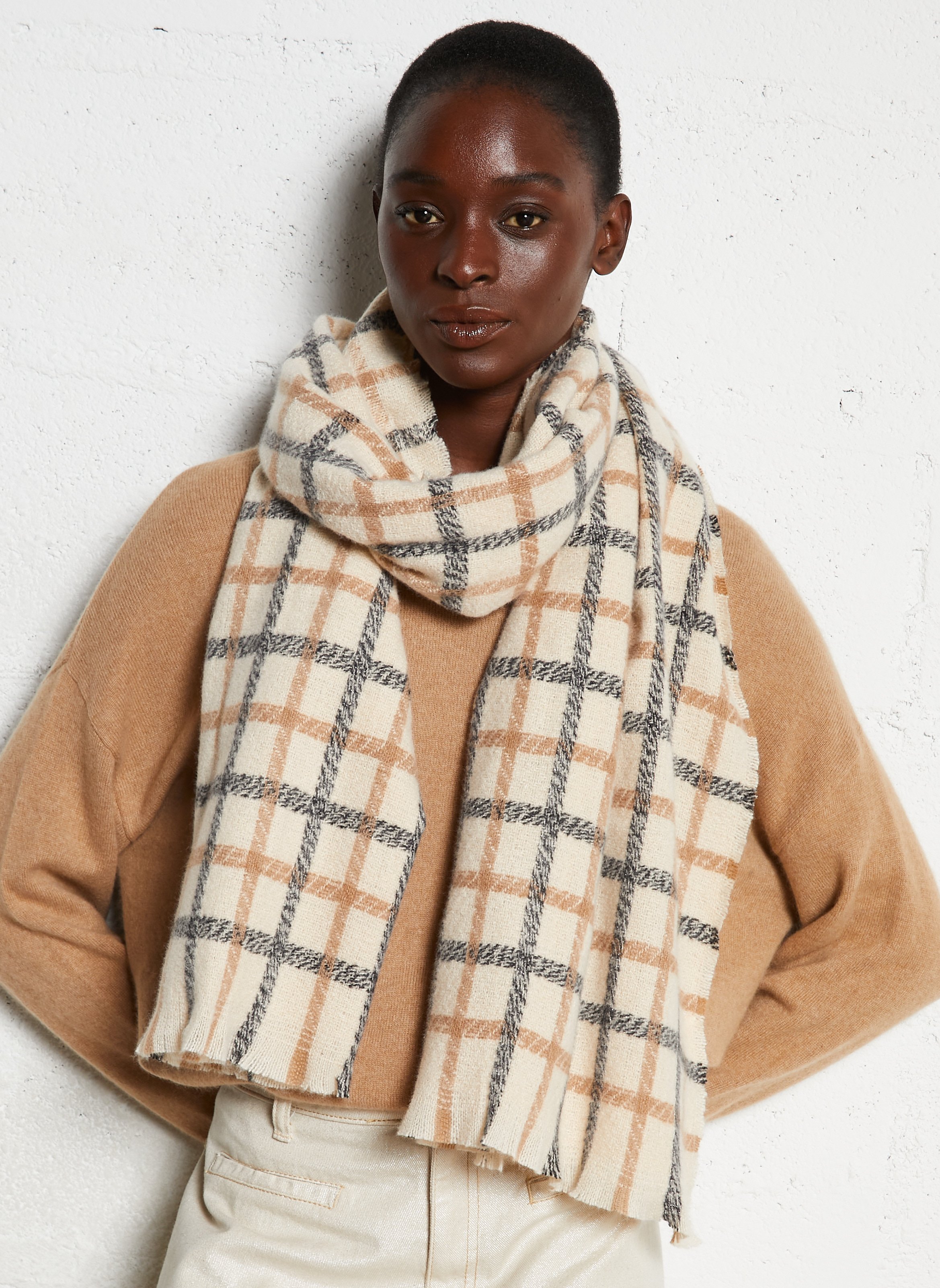 Checked knit scarf MAISON 123