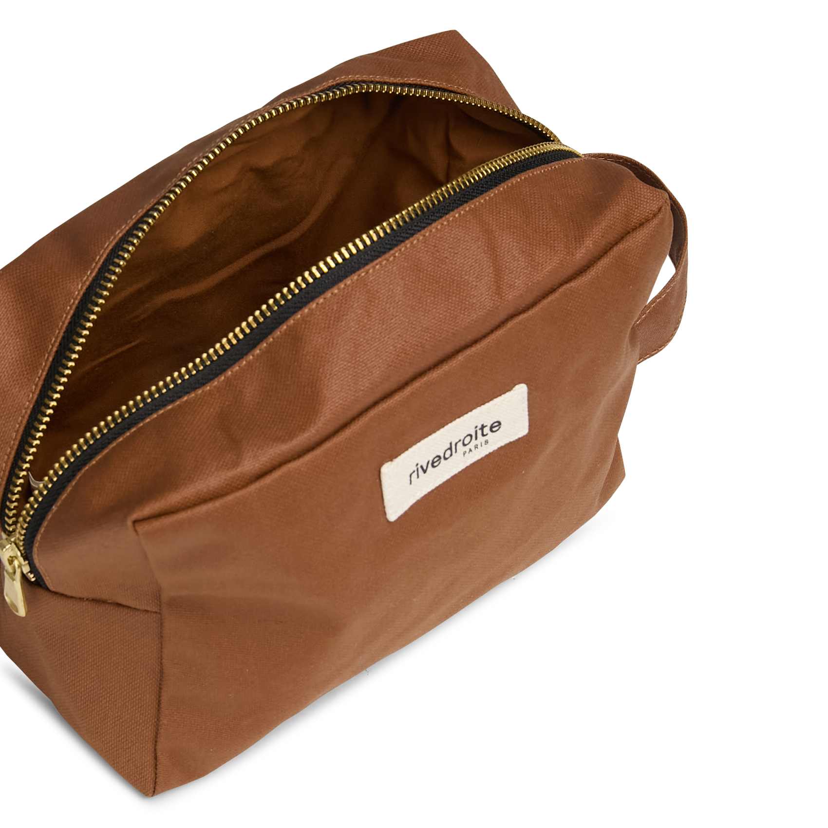 Grande trousse en coton recyclé RIVEDROITE PARIS Marron