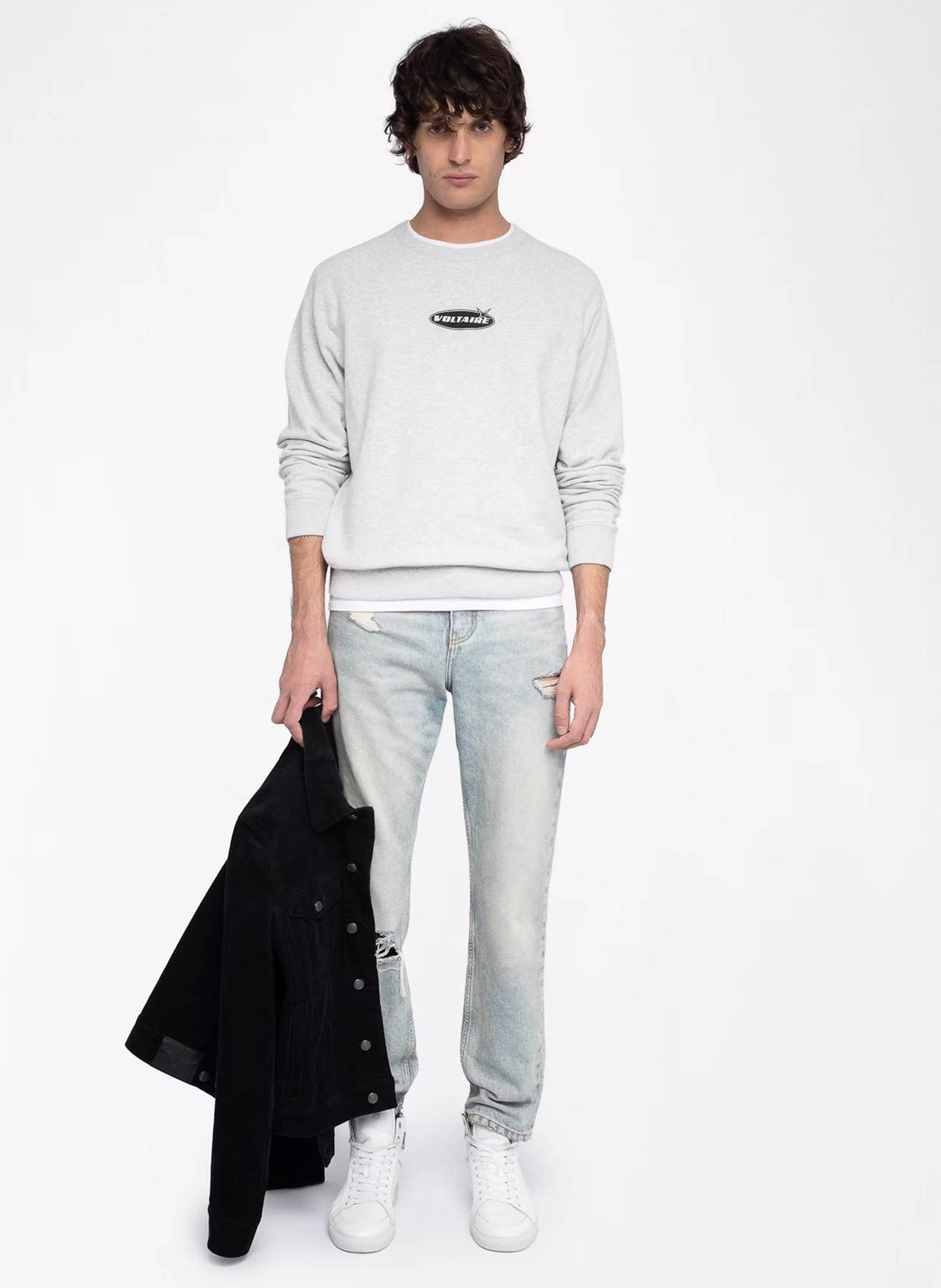 Gerade geschnittenes Rundhals-Sweatshirt aus Baumwolle ZADIG&VOLTAIRE Grau