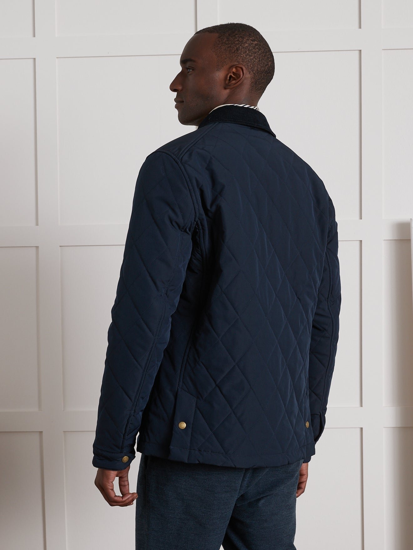 Quilted jacket with velvet collar CYRILLUS Blue