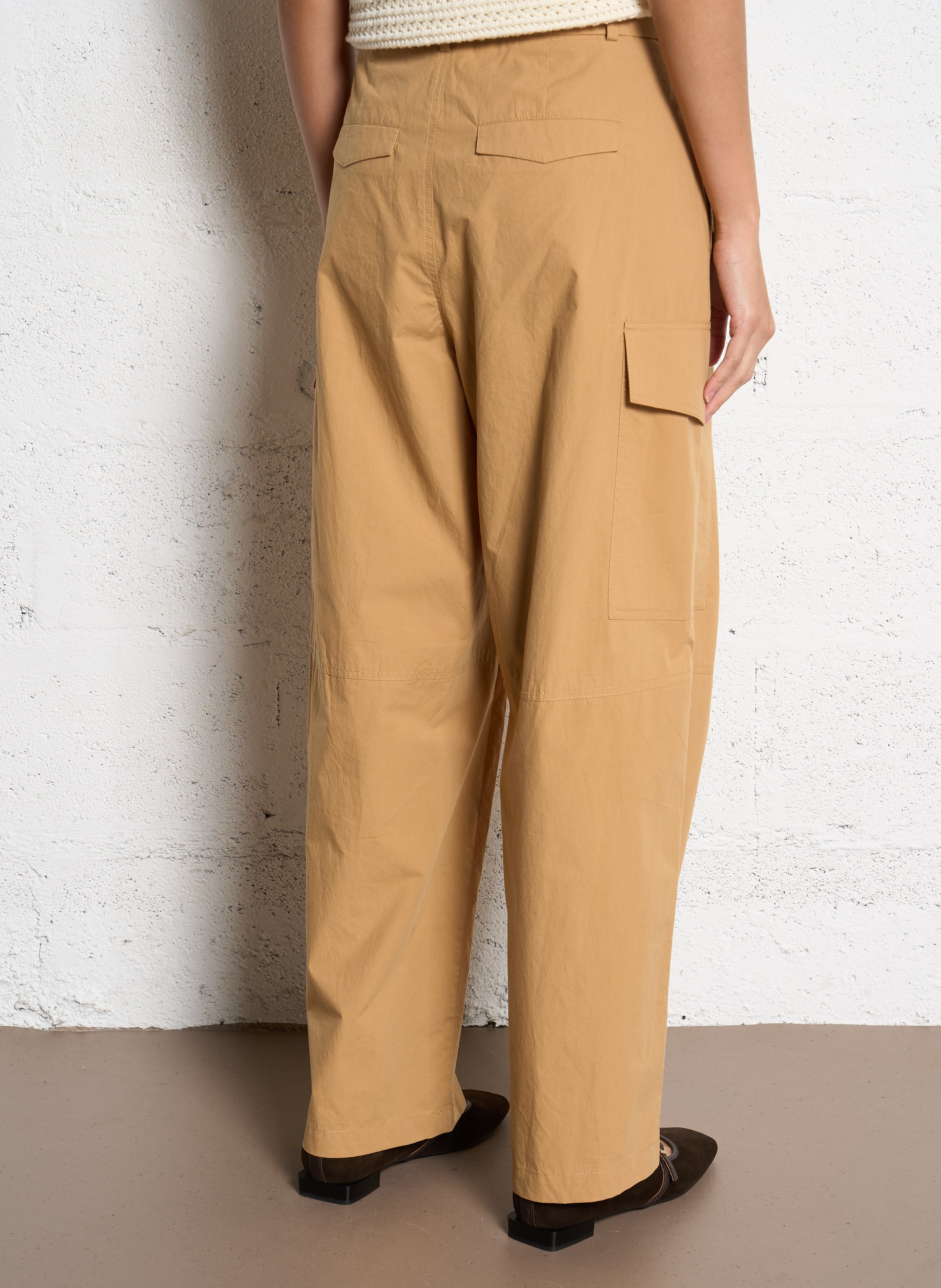 Wide-leg organic cotton trousers SUNCOO Beige