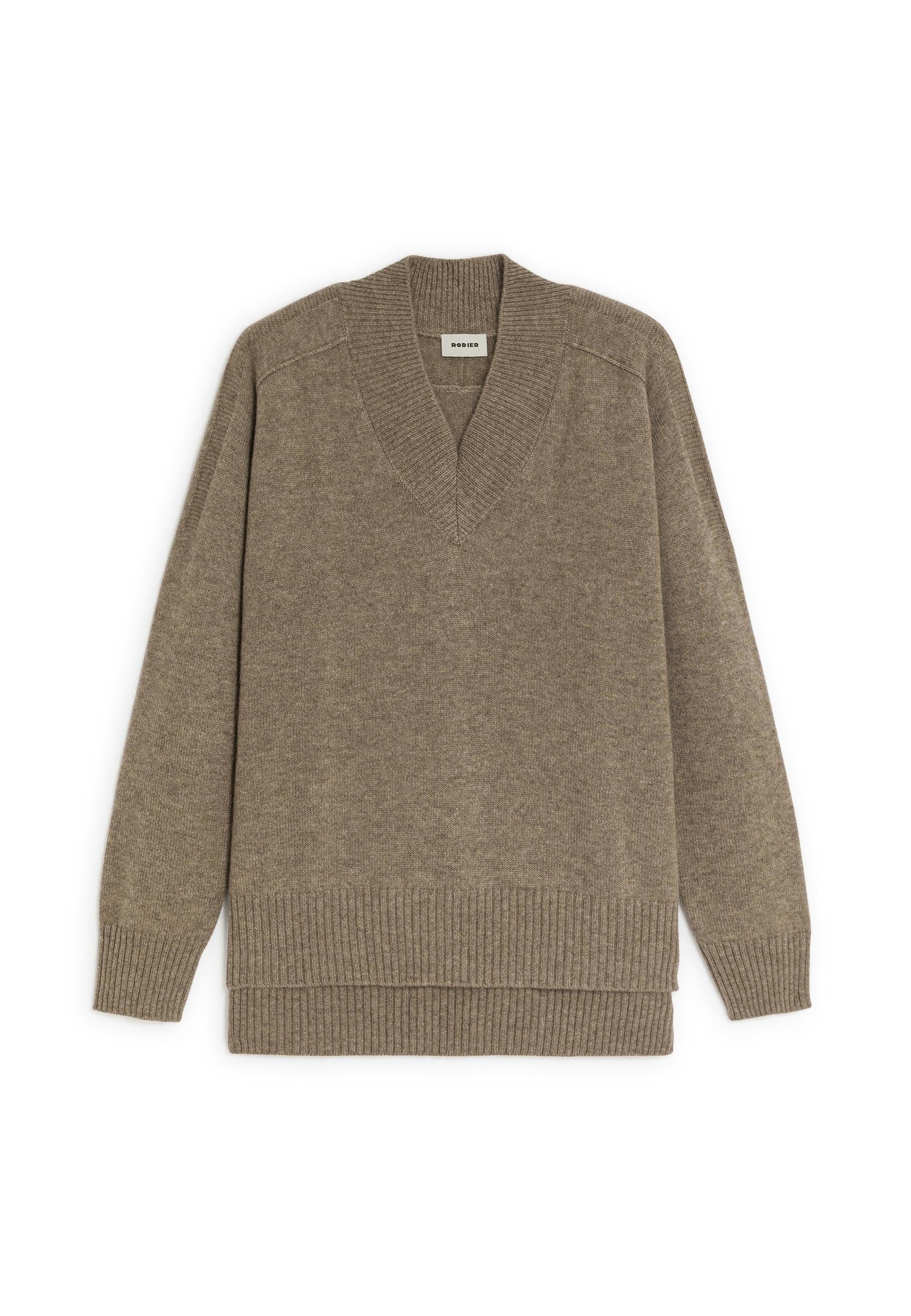 V-neck oversized cashmere sweater RODIER Beige