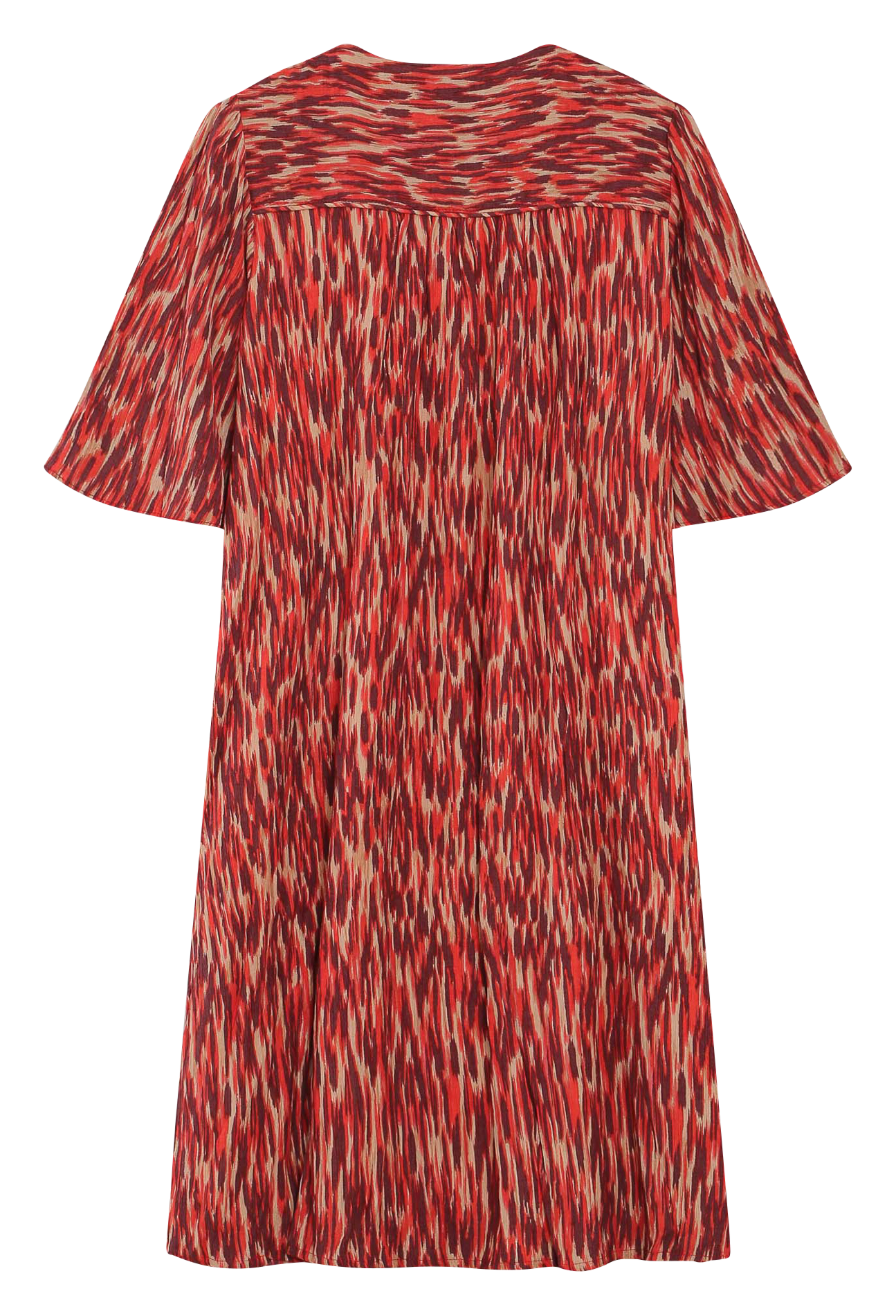 Korte, wijde jurk met V-hals en print GRACE ET MILA Rood