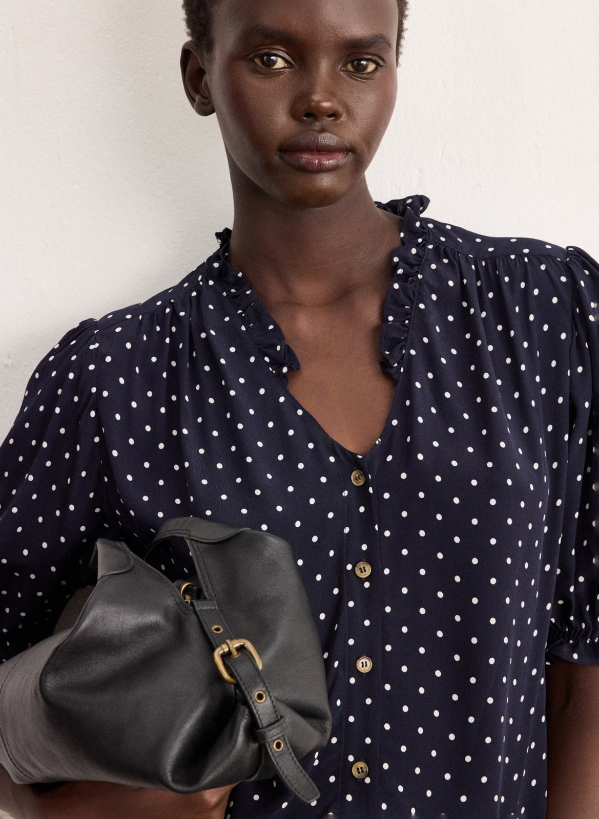 Rechte top met V-hals en print PABLO Blauw