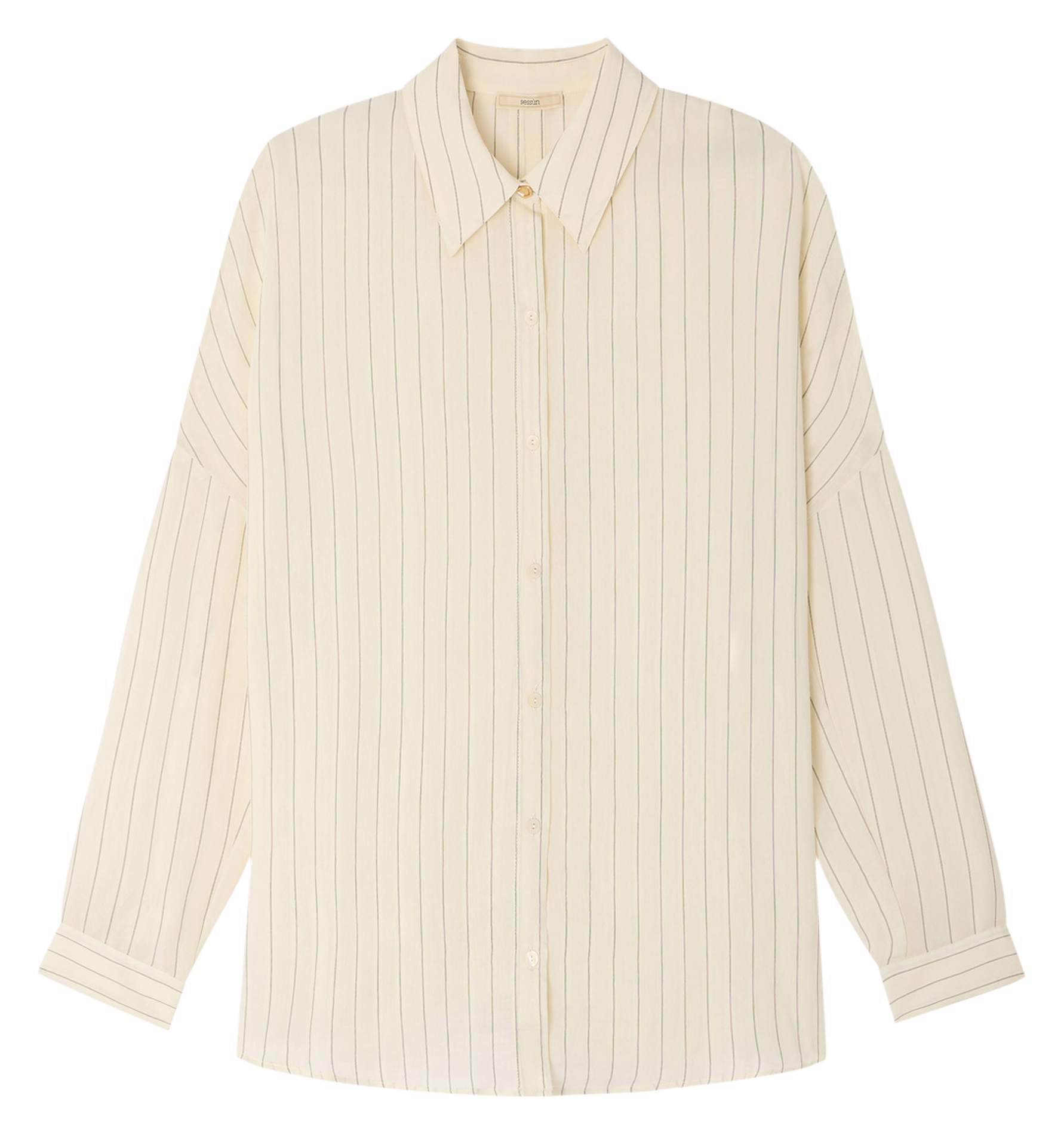 Ruimvallende blouse met klassieke kraag SESSUN Beige