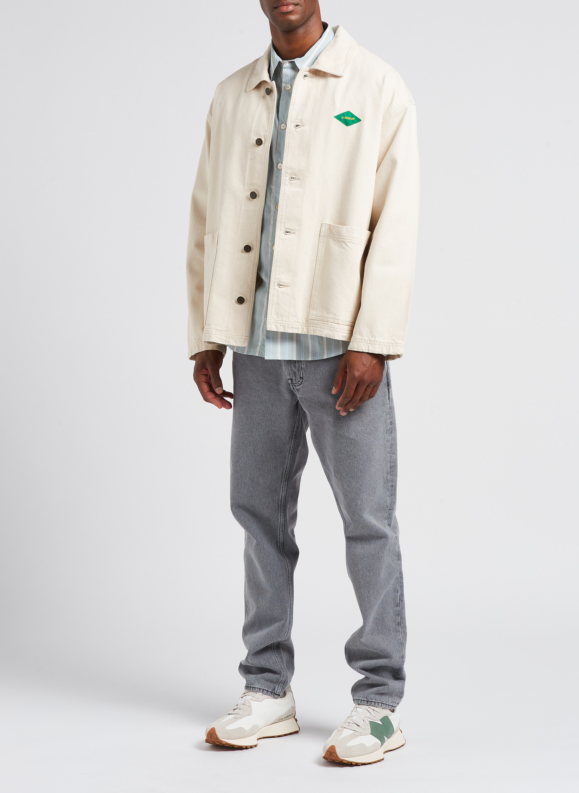 Katoenen jasje met klassieke kraag AMERICAN VINTAGE Beige