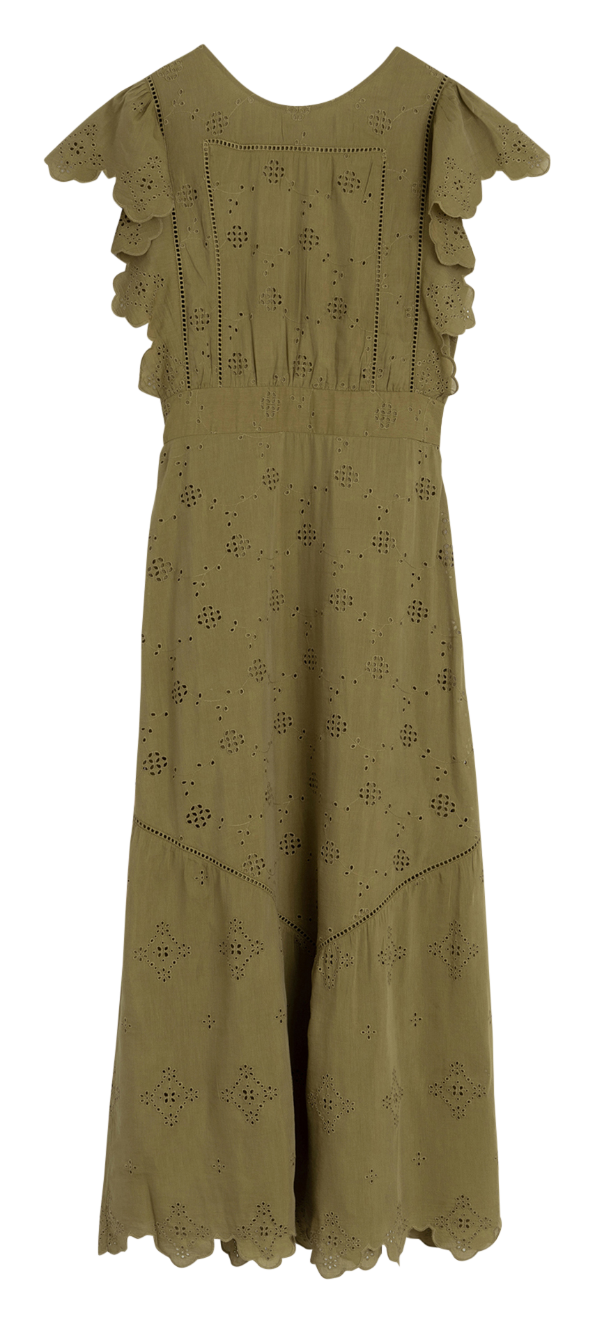 Robe longue brodée unie INDI & COLD Kaki