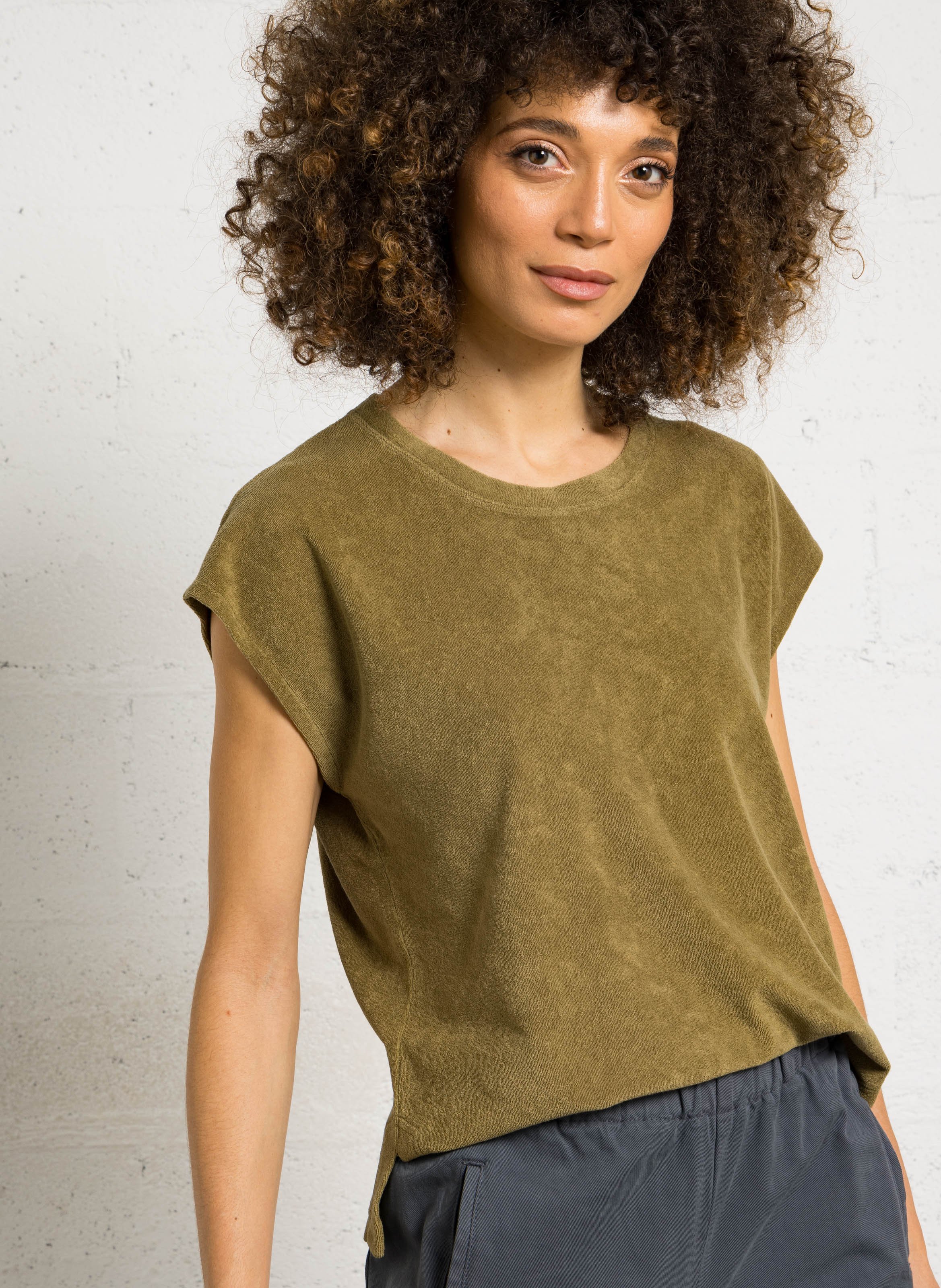 Tee-shirt ample col rond en coton HARTFORD Vert