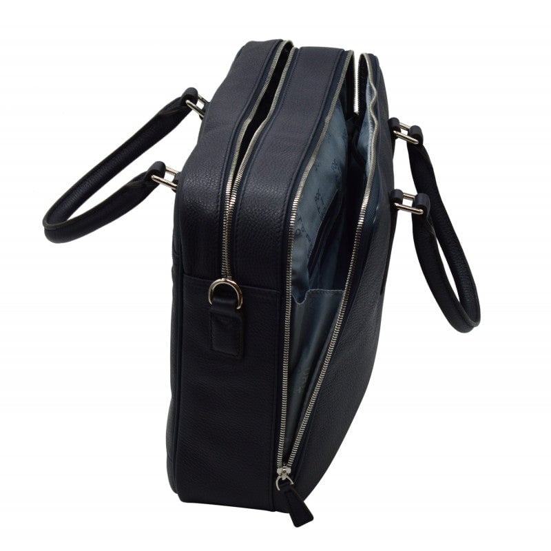 Cowhide leather document holder POURCHET Blue