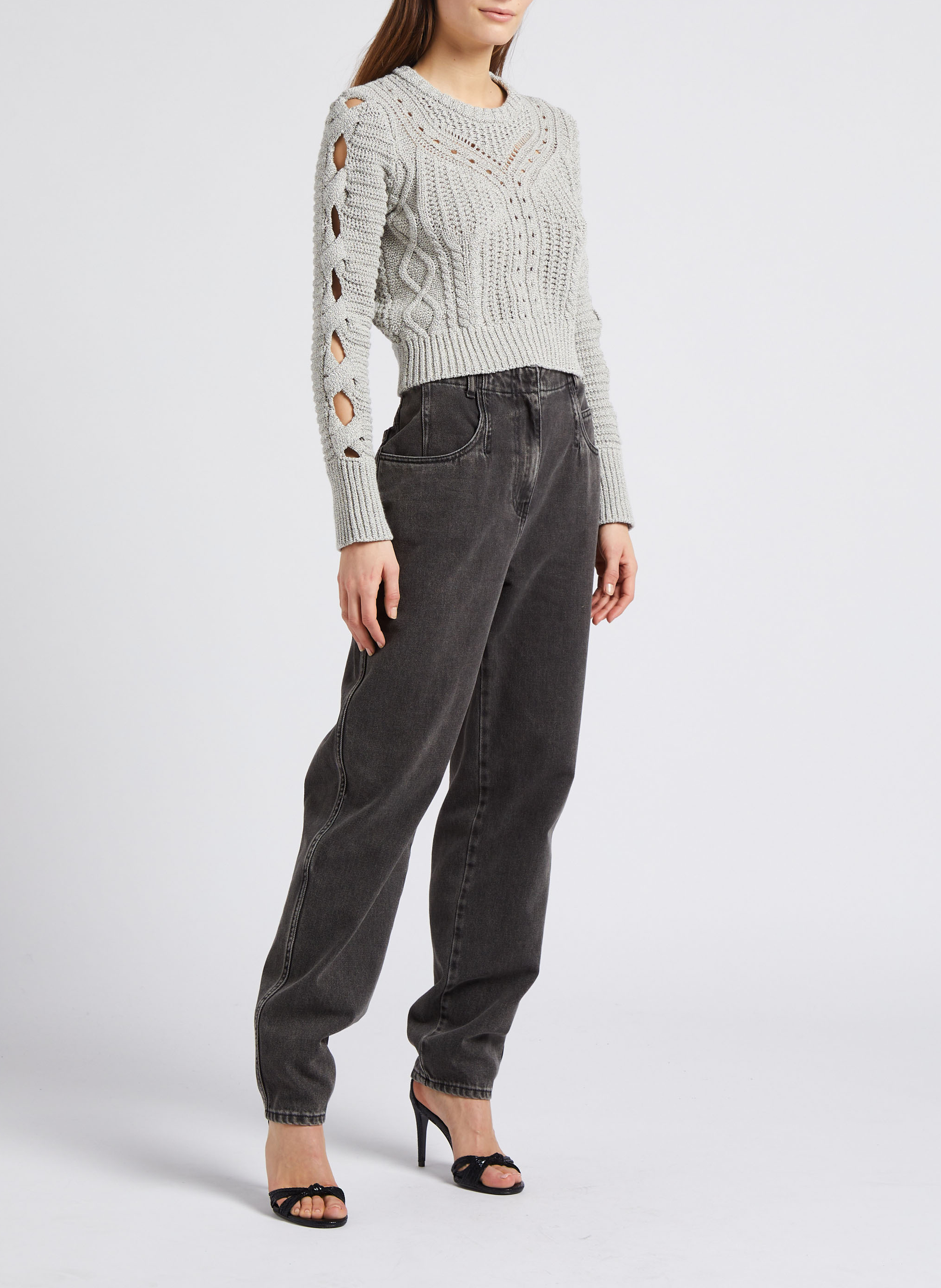 High Waist Karottenjeans aus Baumwolle IRO Grau