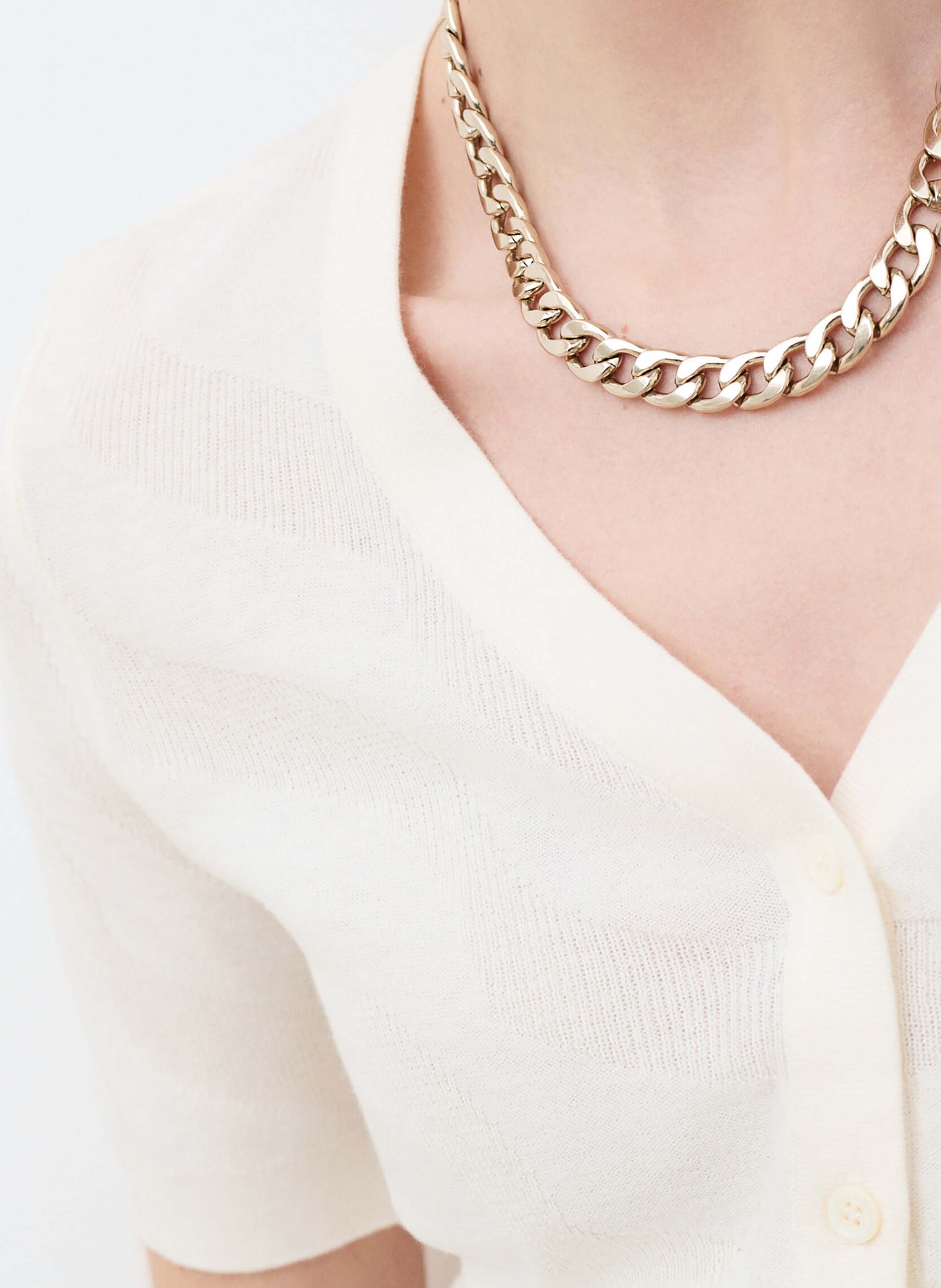 Gilet col V en coton mélangé CAROLL Beige