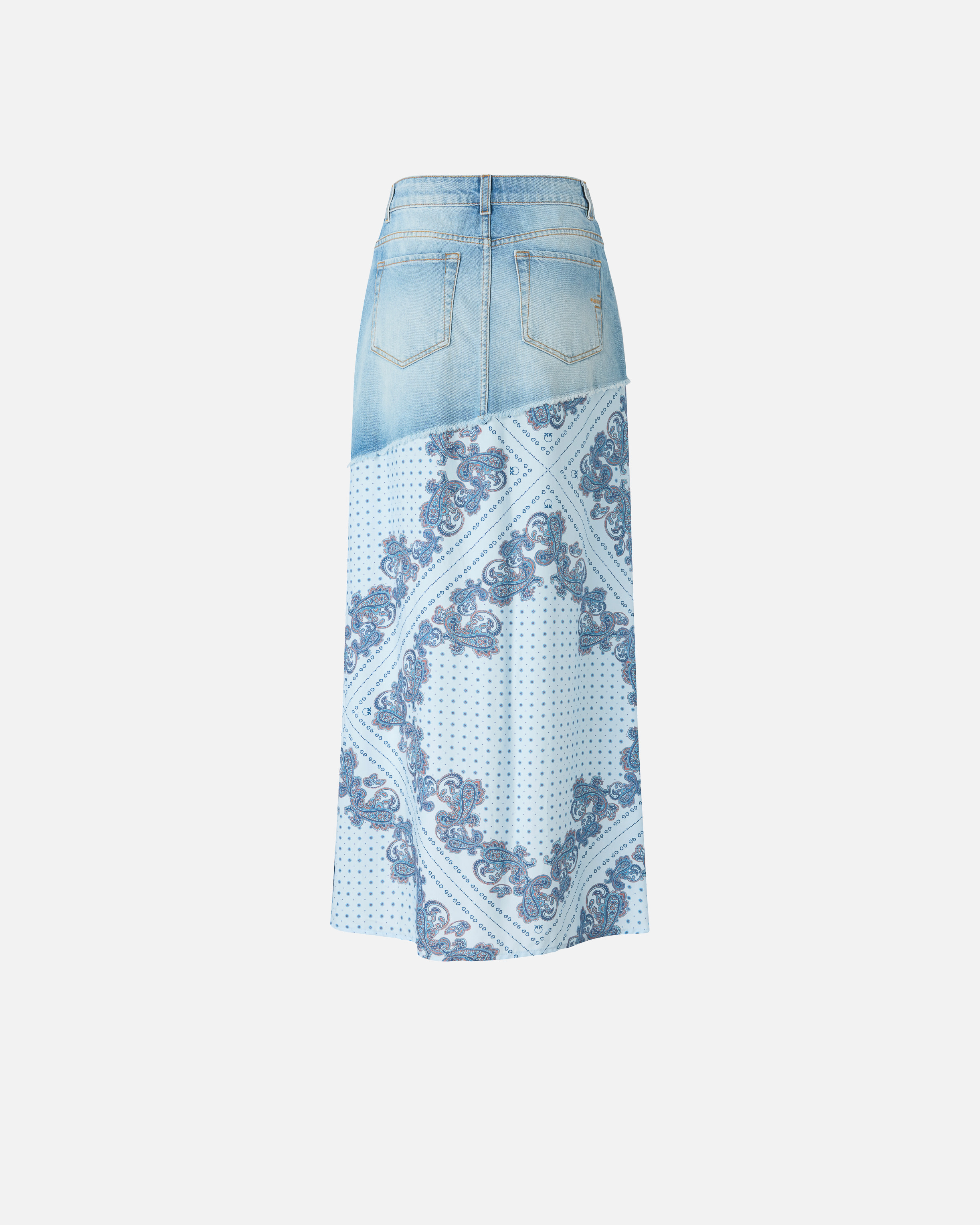 Long denim skirt with scarf print PINKO Multicolored