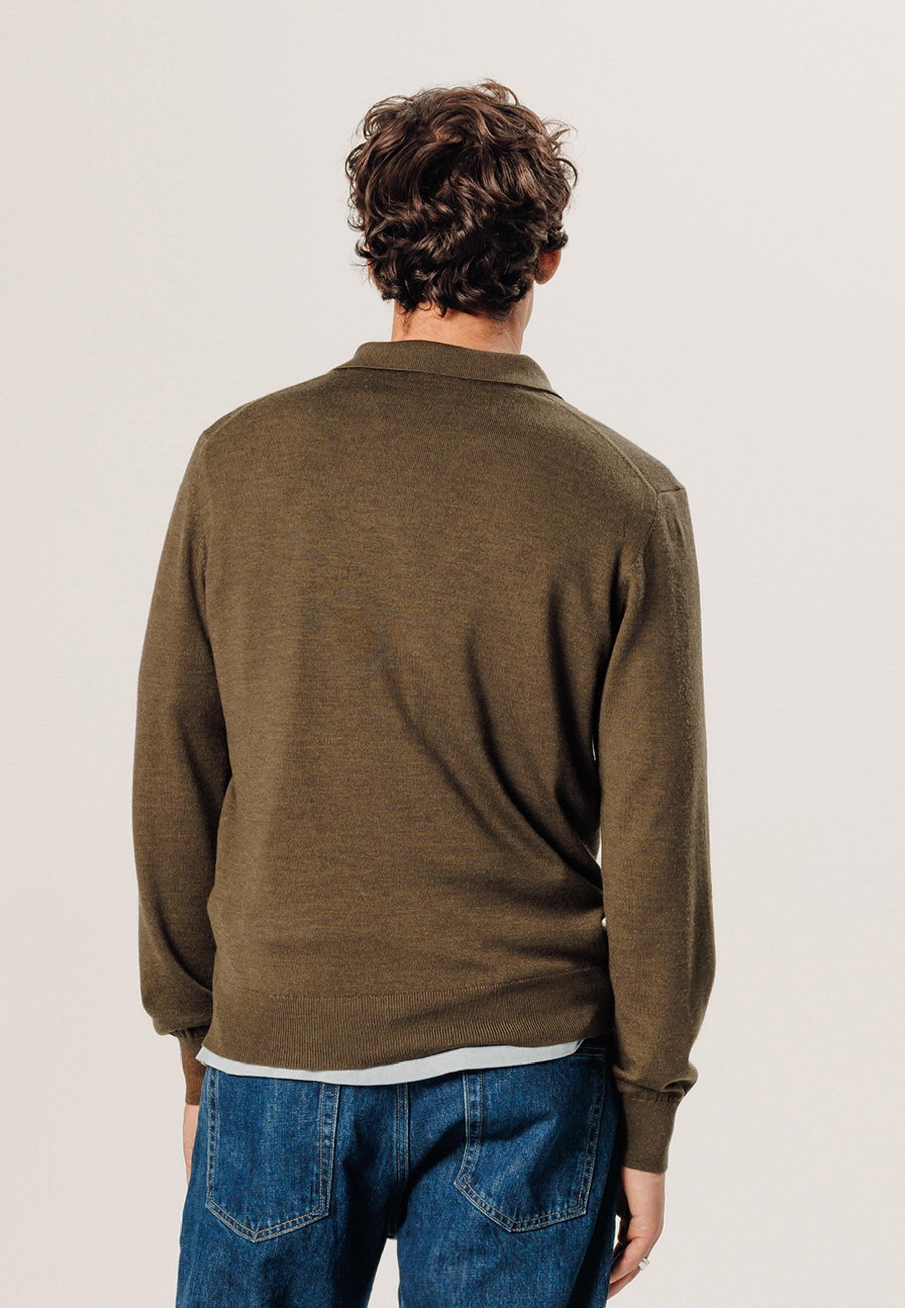 Polo en laine mérinos RODIER Marron