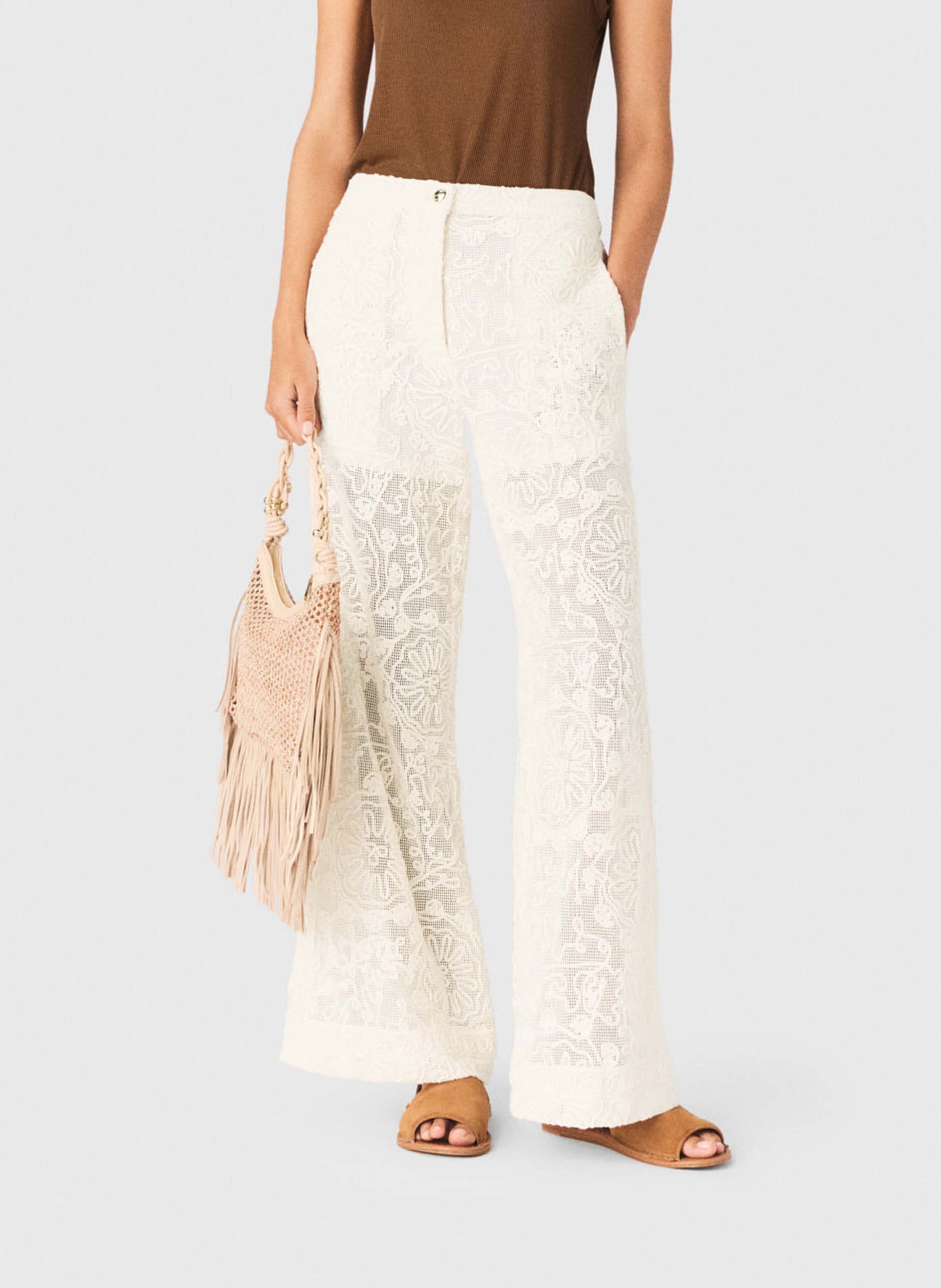 Flared embroidered pants MAJE Beige