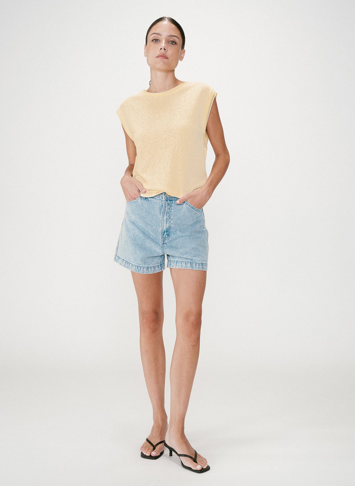 Tee-shirt col rond en coton mélangé GRACE ET MILA Jaune