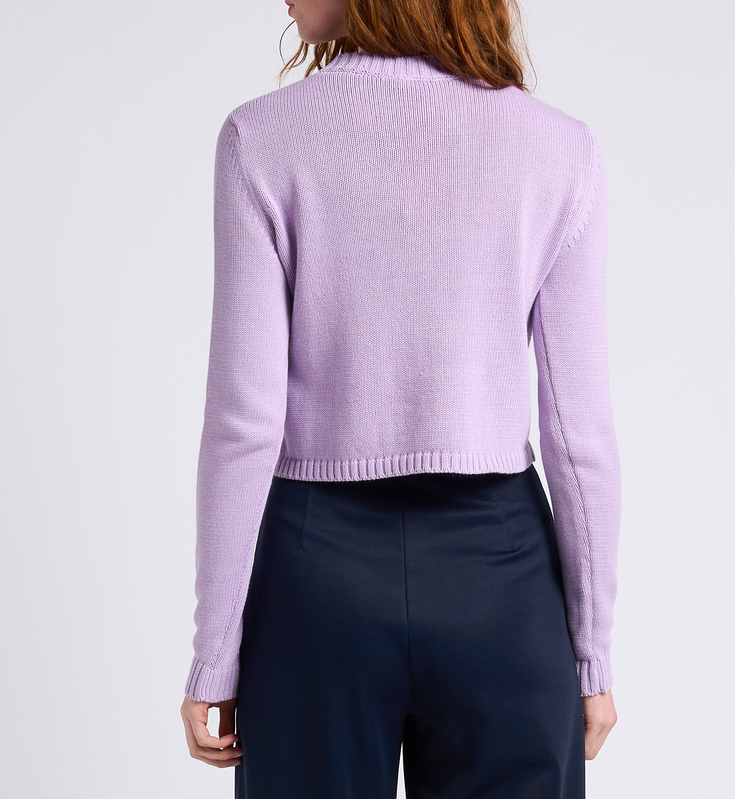 Cropped printed round-neck cotton sweater MAX&Co. Purple