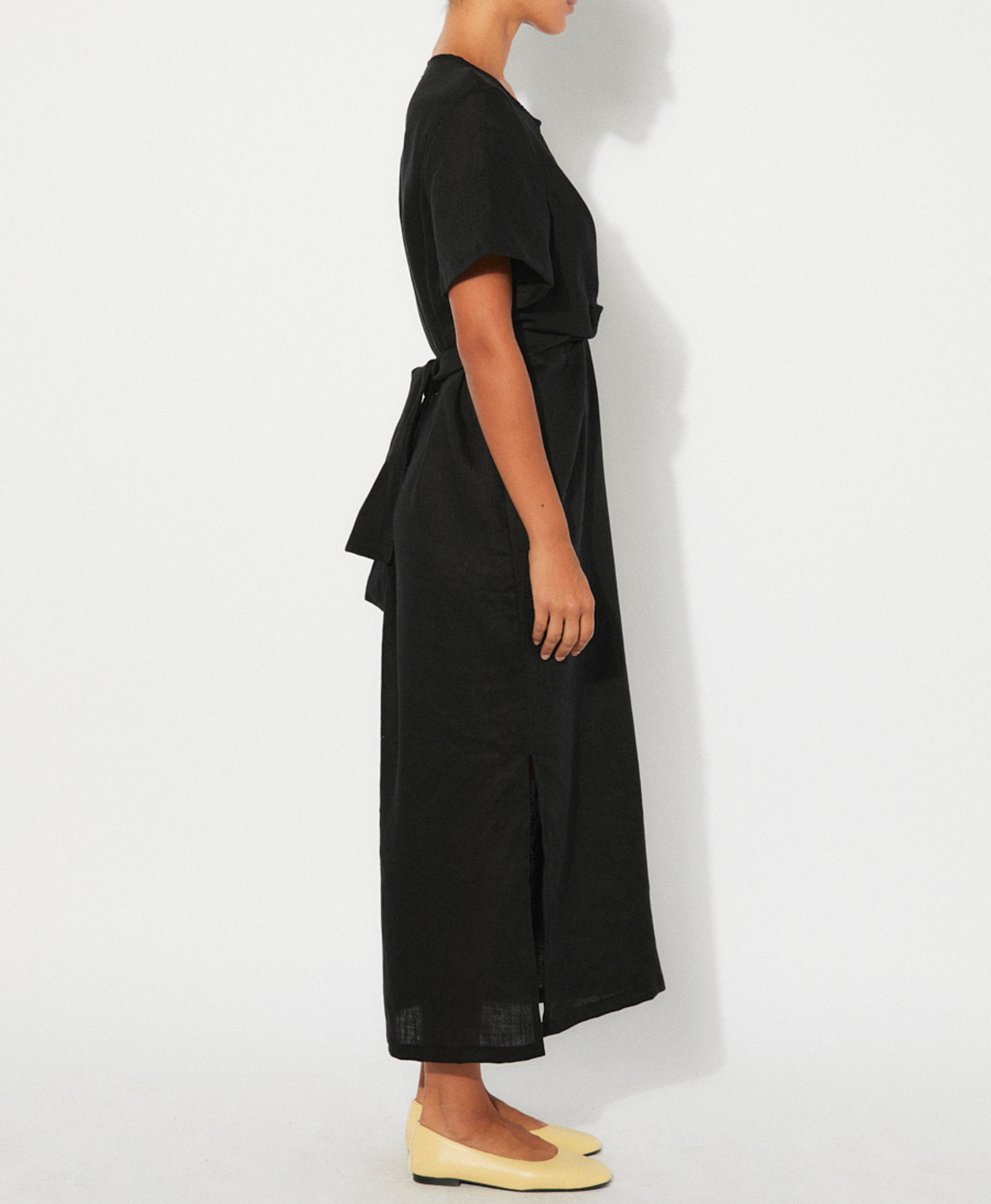 Vestido largo de mezcla de algodón Negro