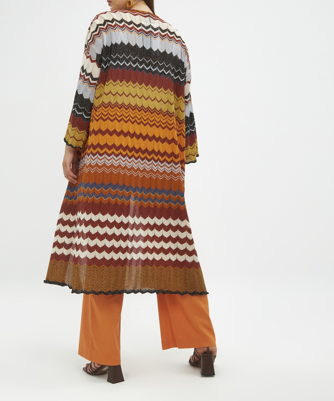 Gilet droit ouvert tricoté à fils métallisés MAT FASHION Marron