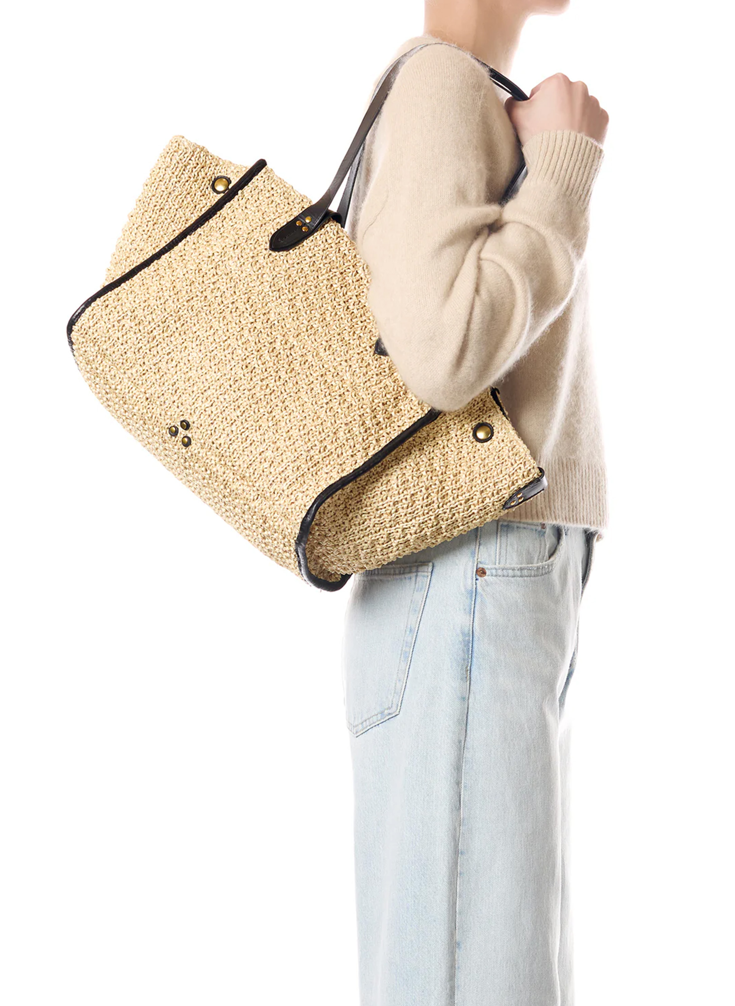 Bolso shopper de rafia JEROME DREYFUSS Beige