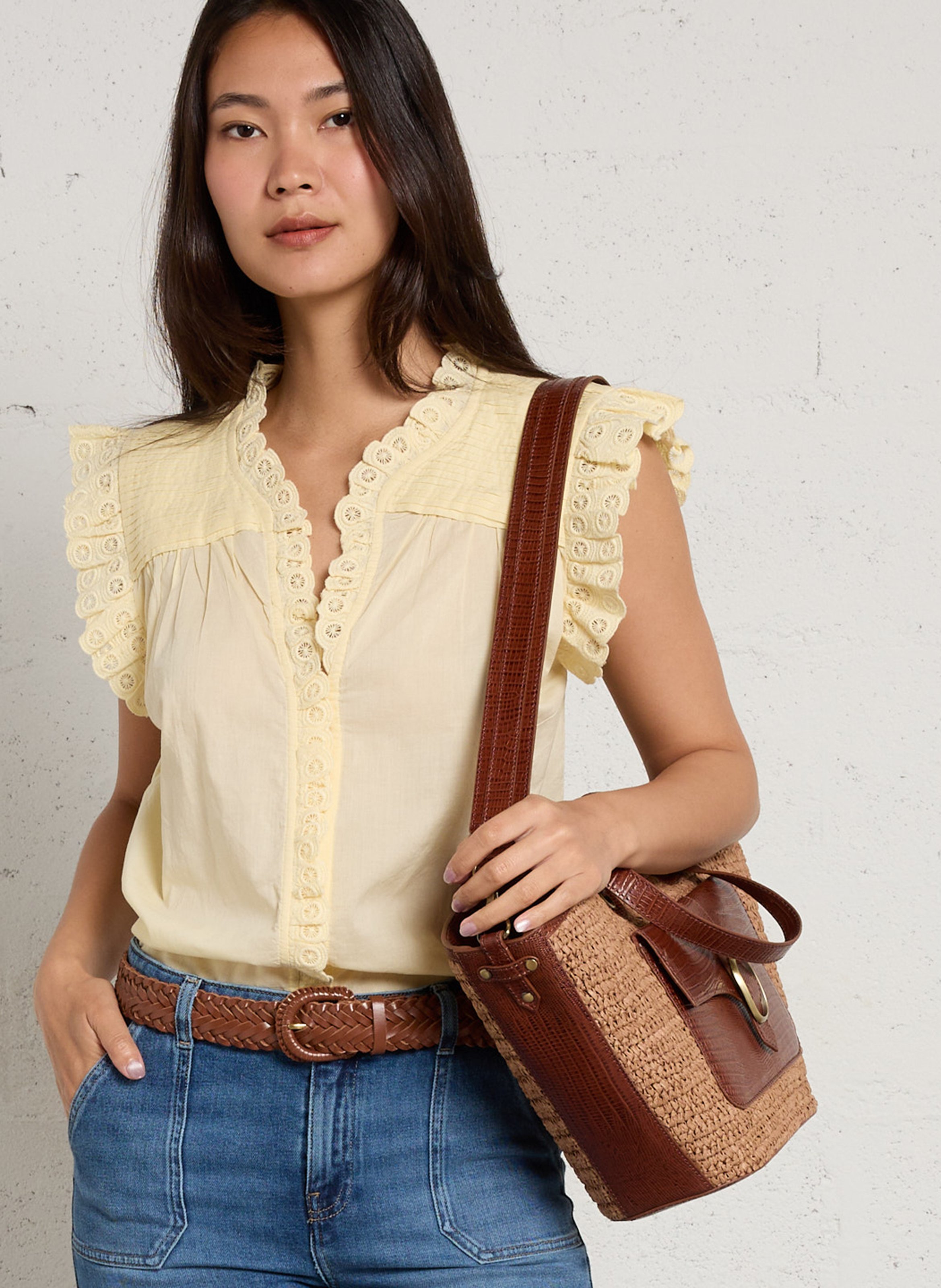Shopper van raffia MAISON 123 Bruin