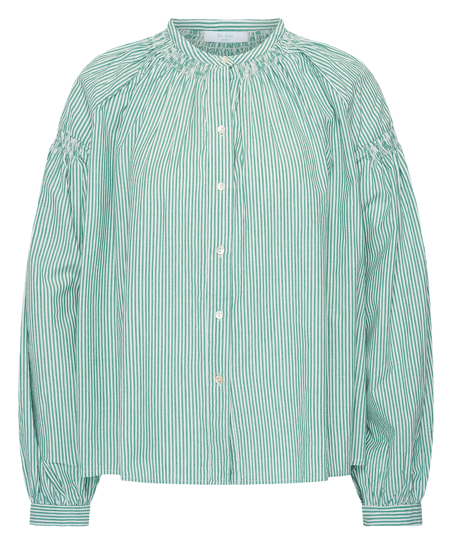 Langarm gestreifte Baumwollbluse BY BAR Grun