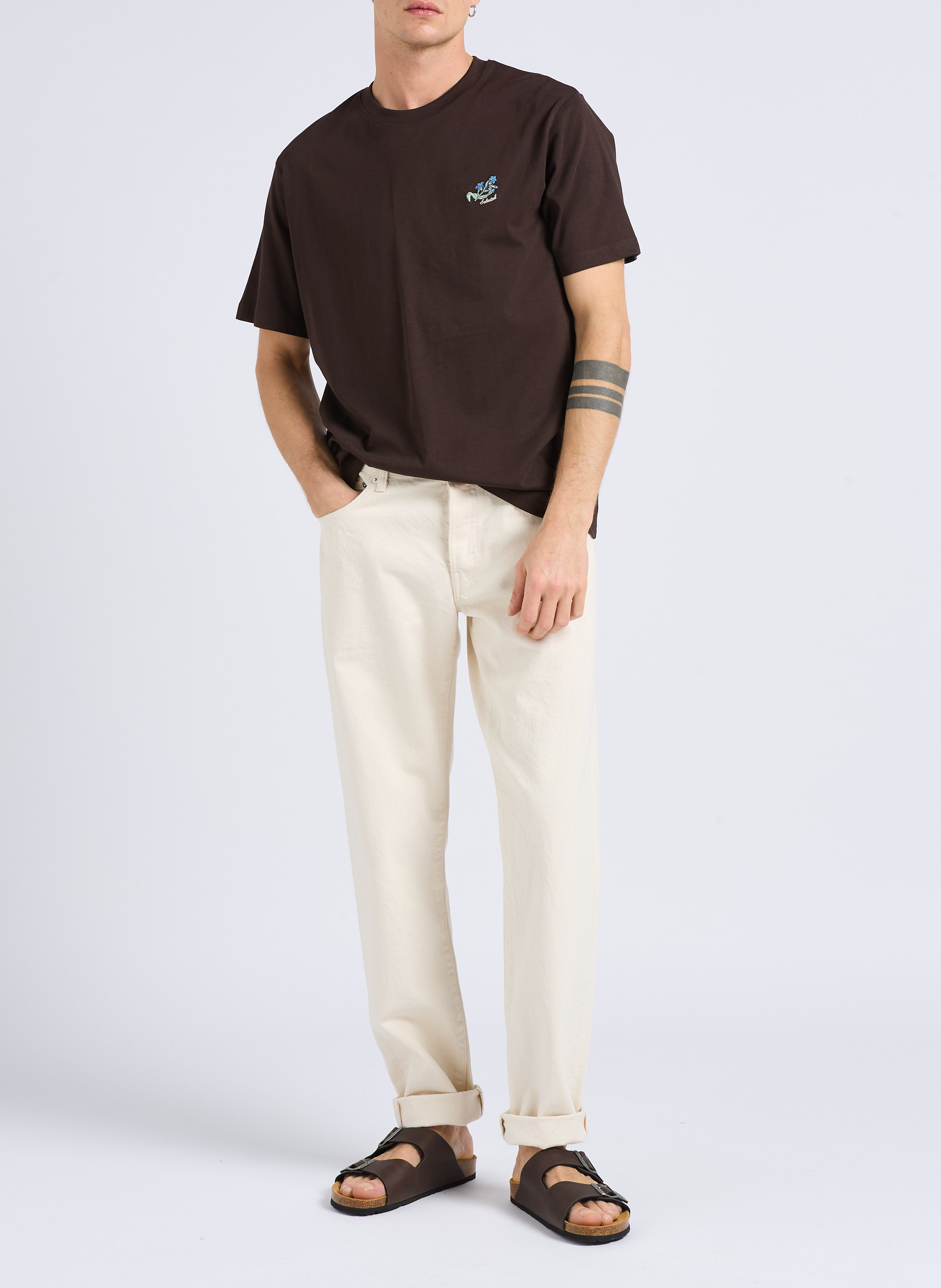 Tapered cotton dot effect regular-fit jeans EDWIN Beige