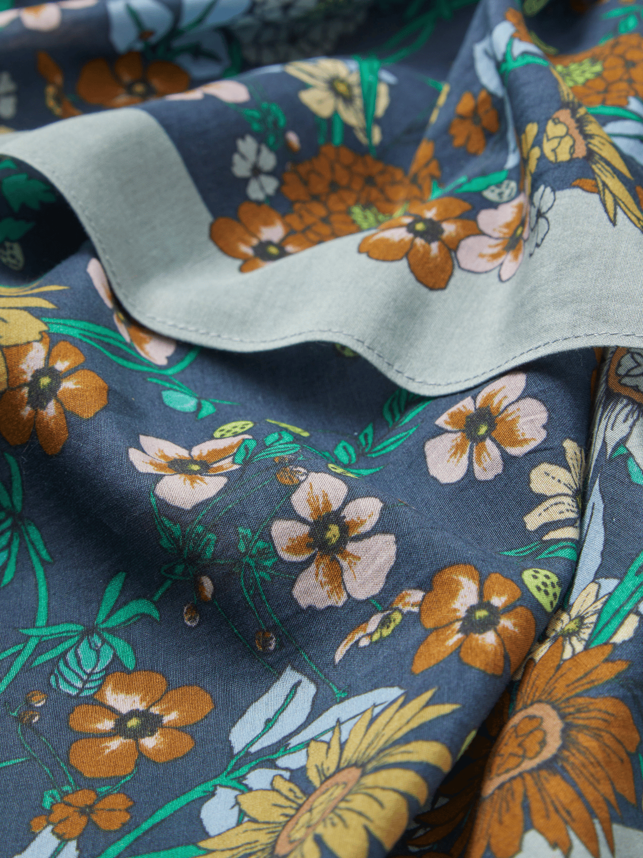 Foulard van katoen en zijde met print BECKSONDERGAARD Blauw