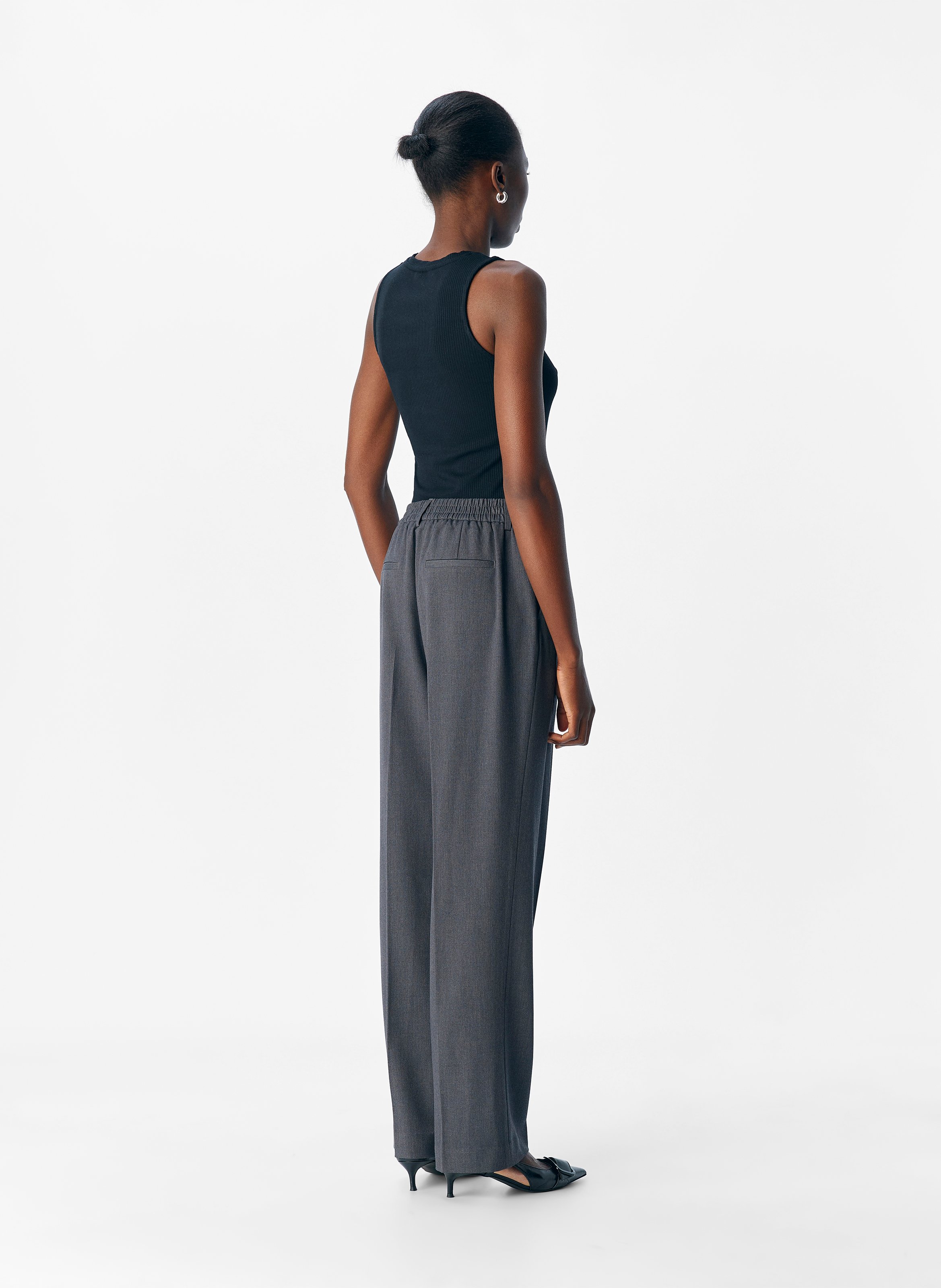 Mid-rise straight-leg pants OBJECT Grey