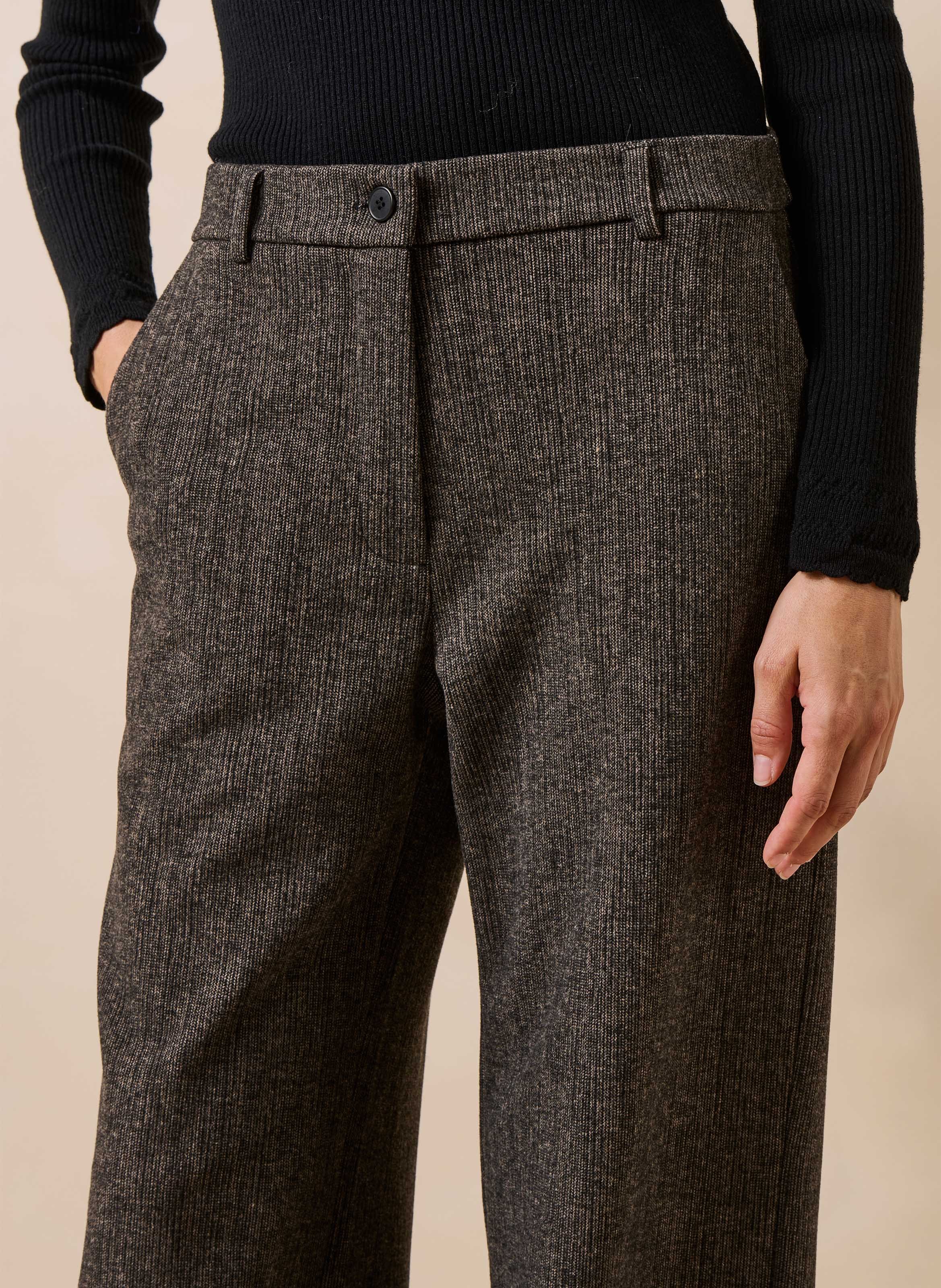 Rechte 7/8e broek met fluwelen effect LA FEE MARABOUTEE Bruin
