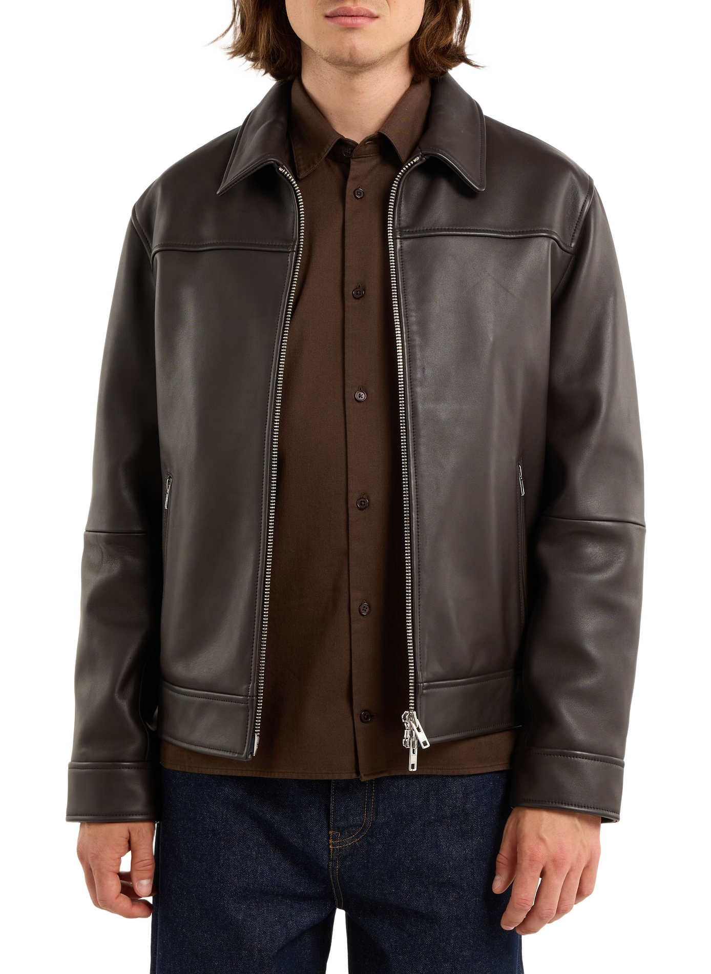 Blouson fool en cuir d'agneau SAISON 1865 Marron