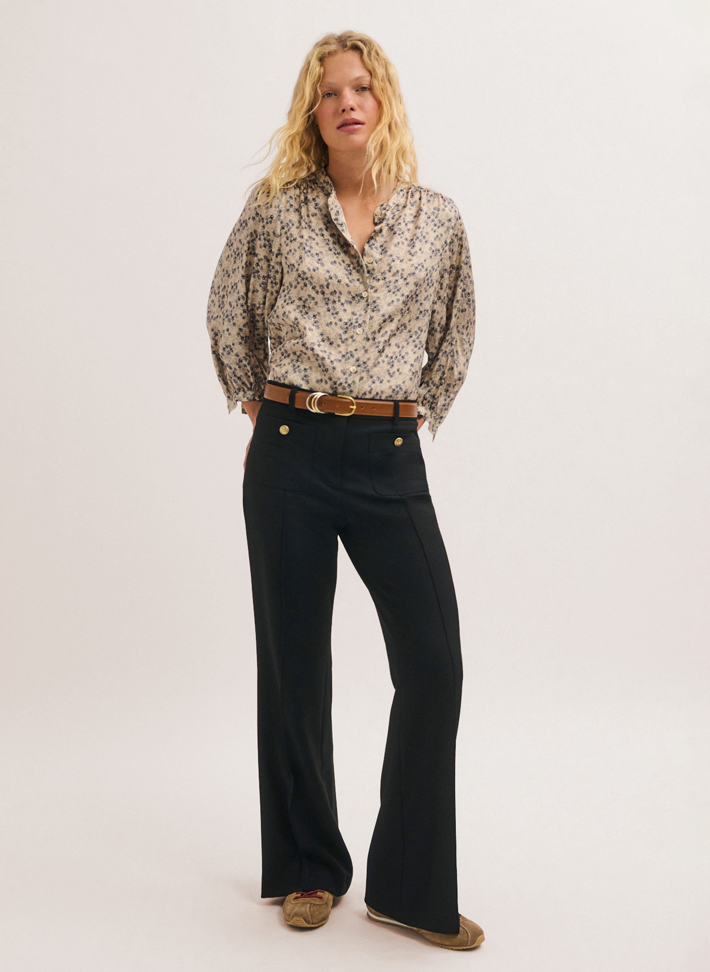 Flared broek PABLO Zwart