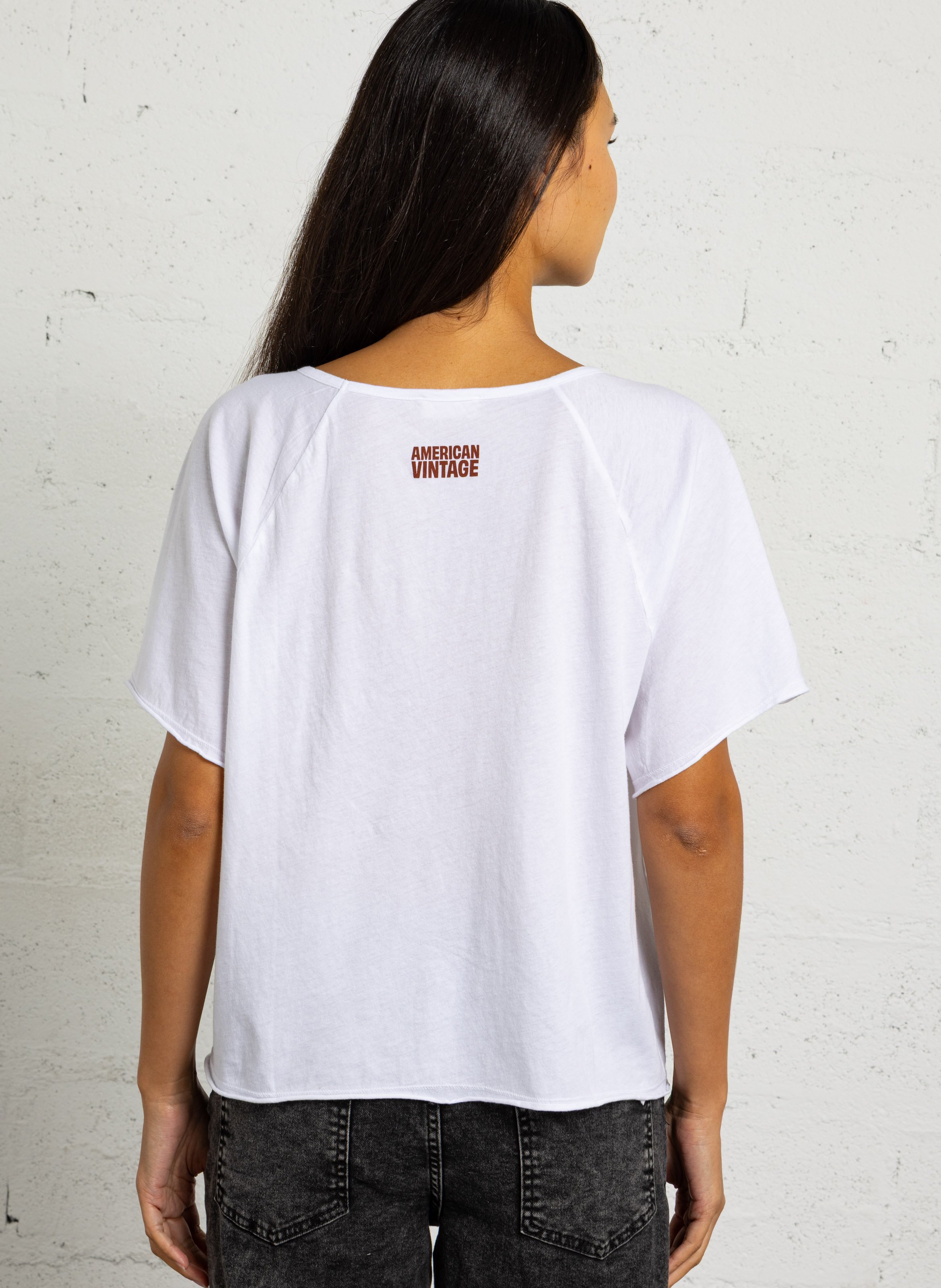 Loose round neck cotton t-shirt AMERICAN VINTAGE White
