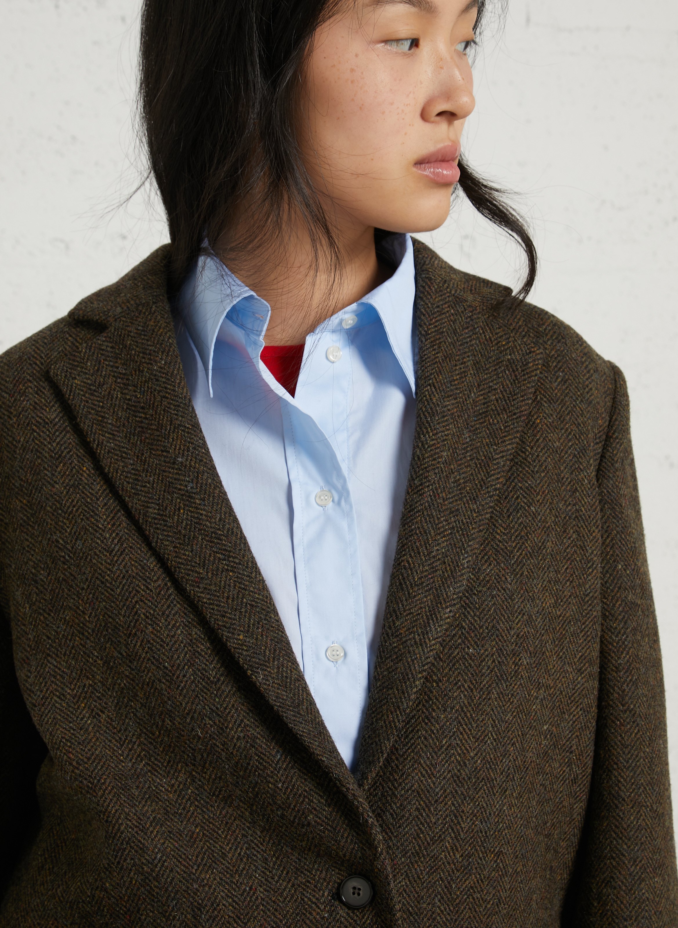 Veste droite en laine SOEUR Marron