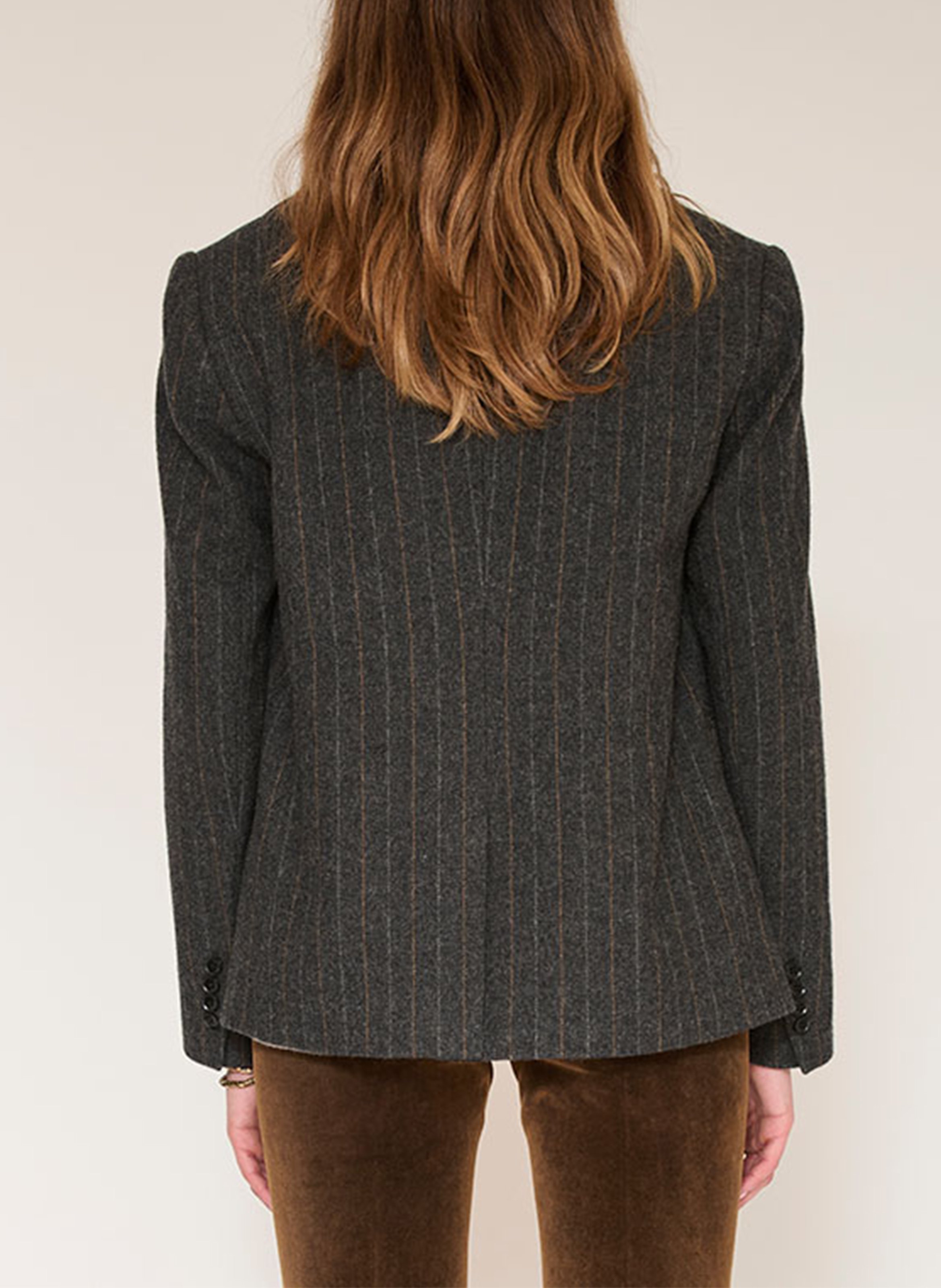 Veste tailleur droite rayée en laine mélangée MKT Gris