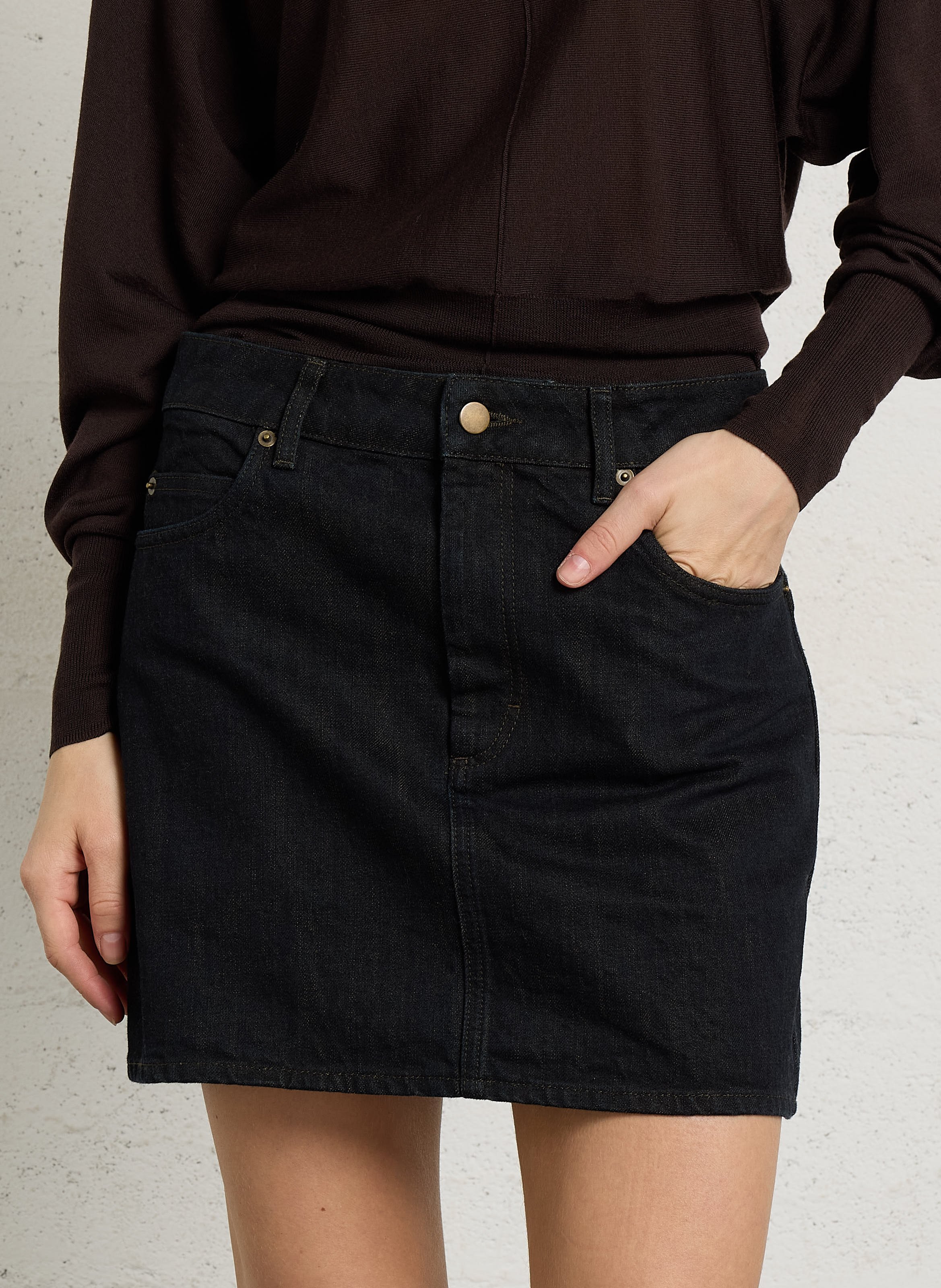 Gerade Jeansrock aus Baumwolle SOEUR Schwarz