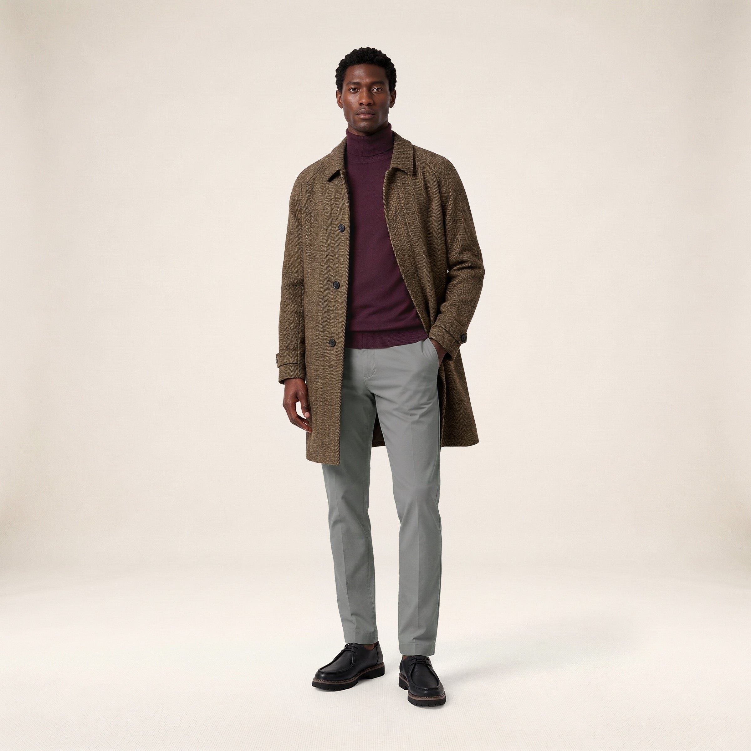 DANTE walnut brown chevron coat SERGE BLANCO Brown