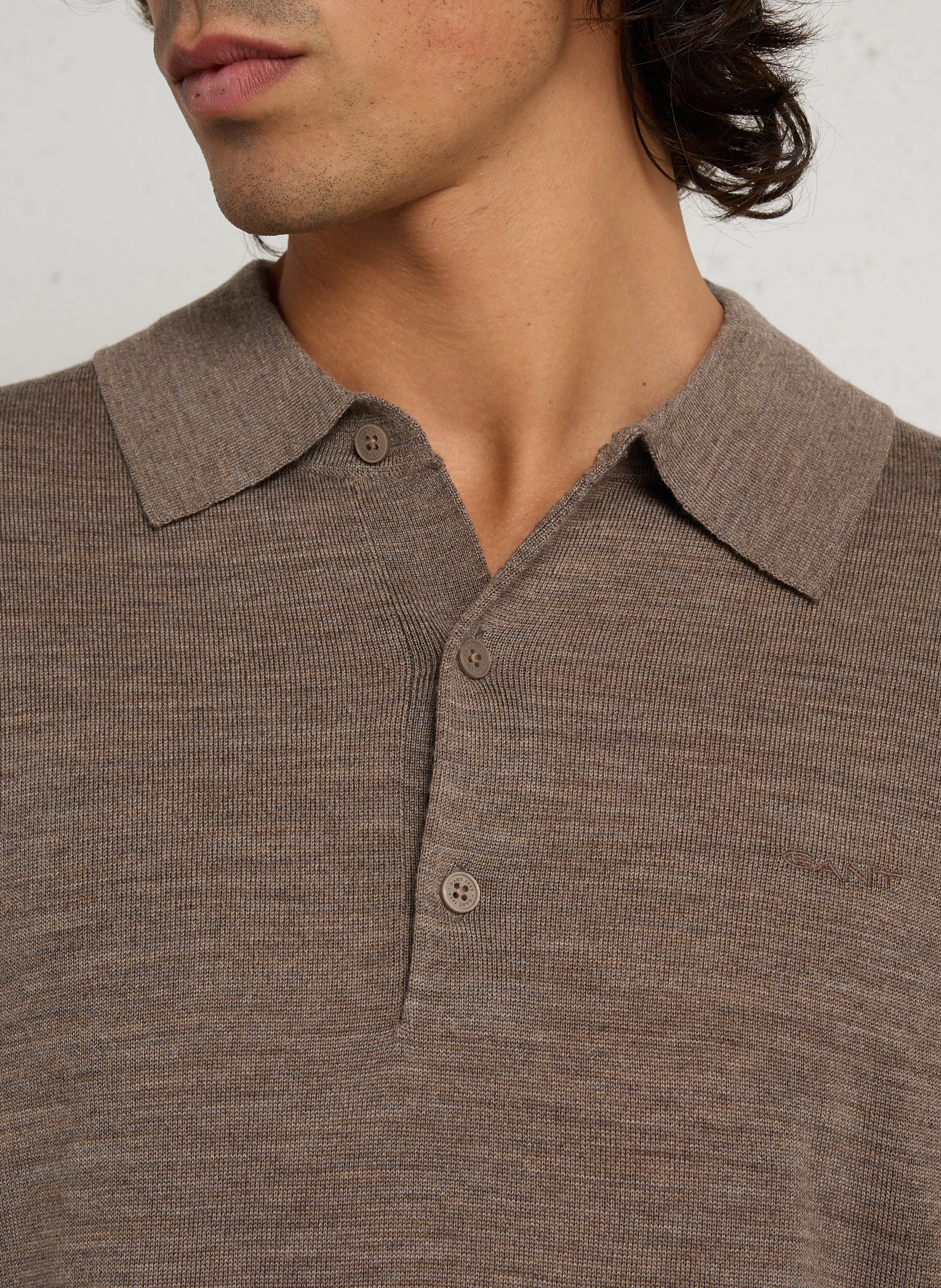 Polo manches longues droit en laine GANT Braun