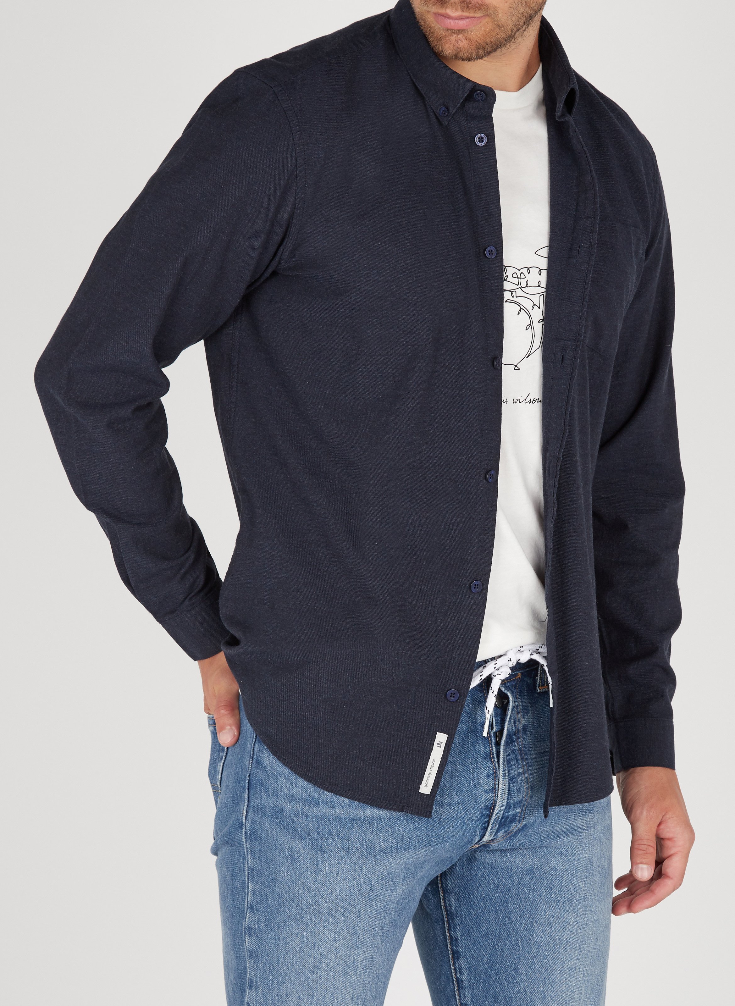 Regular-fit cotton shirt with button-down collar GreenMINIMUM