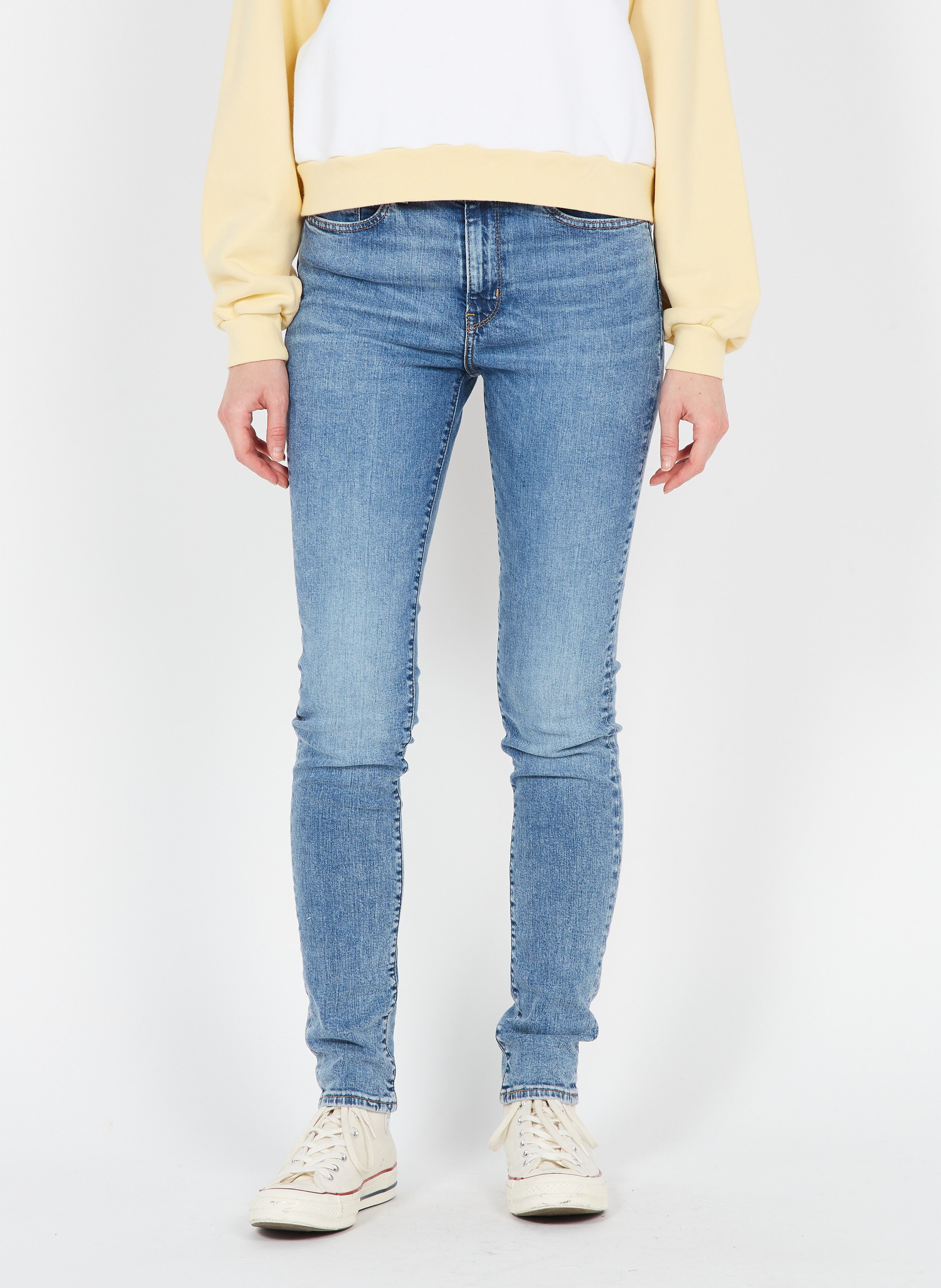 Jean skinny en coton LEVI'S Jean Délavé