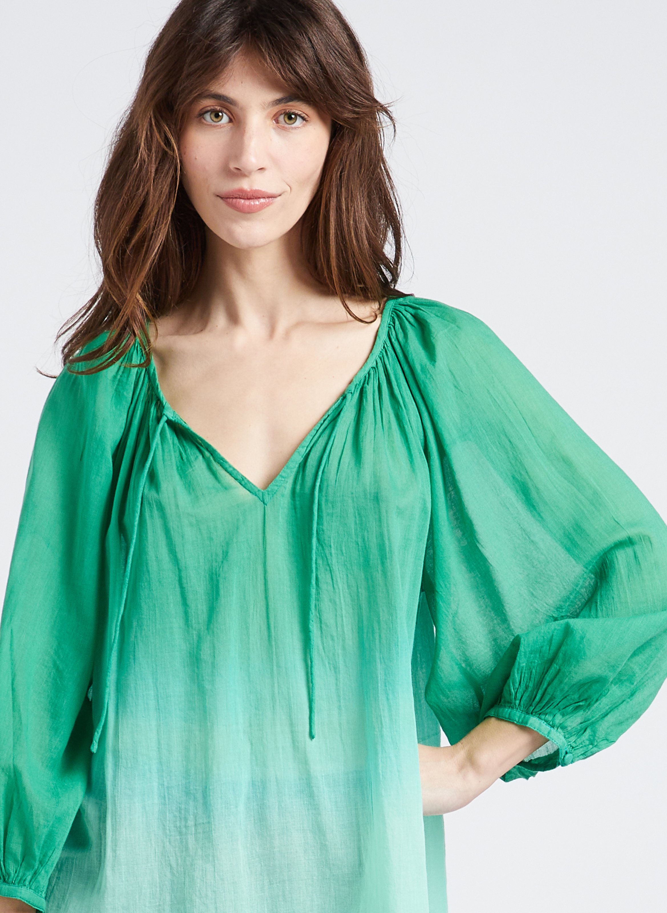 Sheer cotton blouse SWILDENS Green