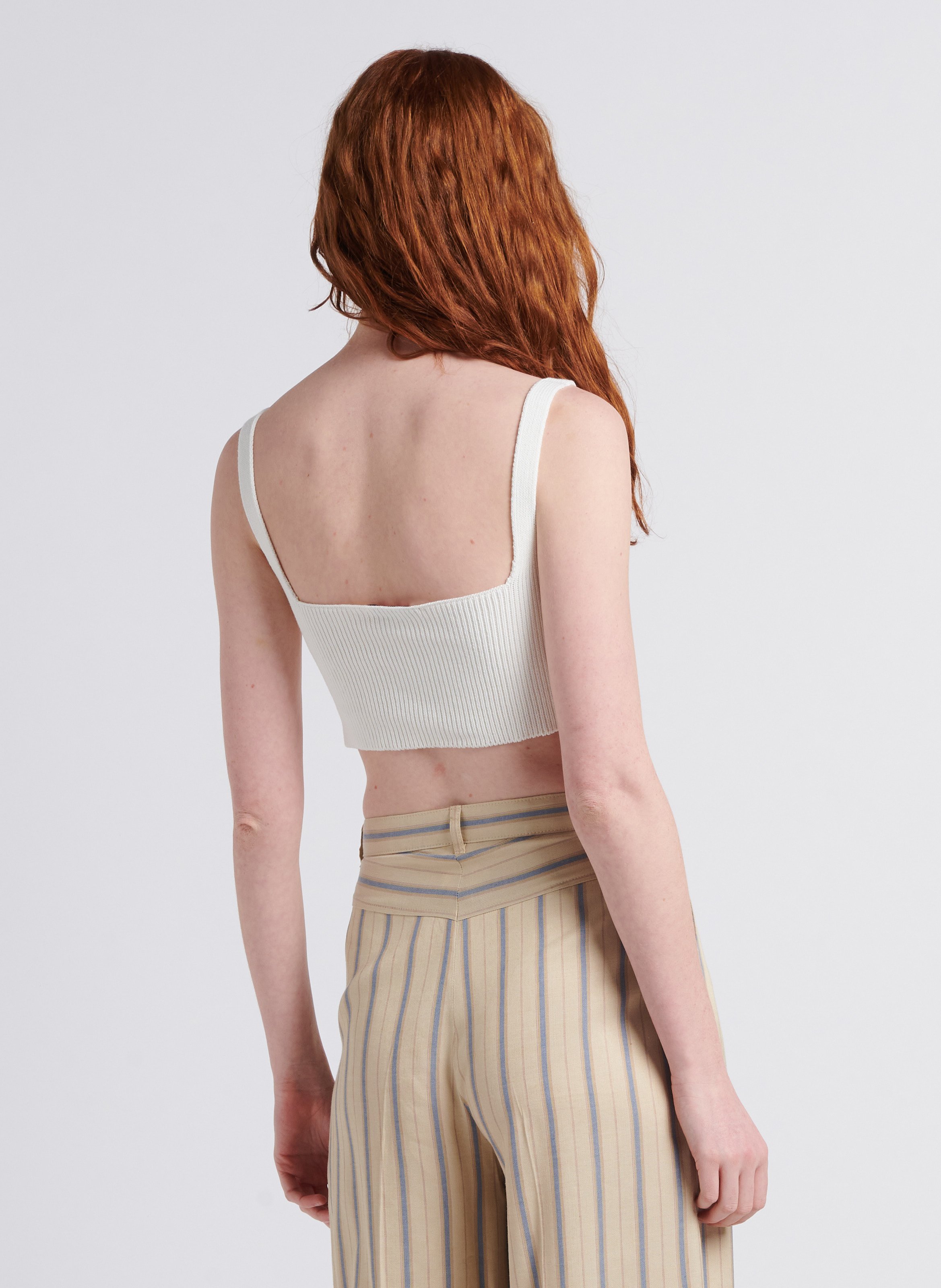 Embroidered openwork cotton knit sleeveless top MAX&Co. White