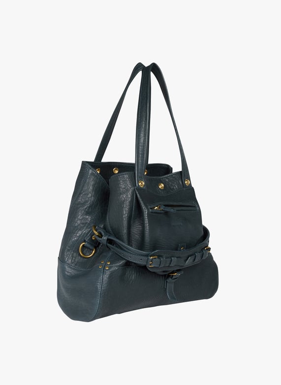 Leather Shoulder Tote Bag Bubble Petrol Jerome Dreyfuss Women BIMAG BUBBLE PETROL BUBBLE PETROL Place des Tendances United Kingdom