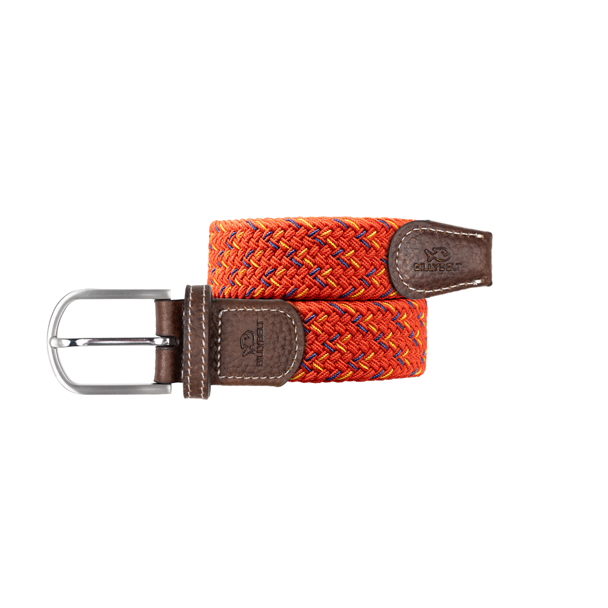Multicolored braided elastic belt BILLYBELT Red